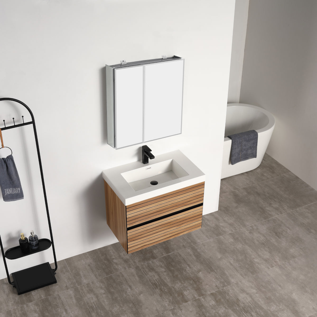 Annecy Maple Strip 30″ Vanity with Ceramic Top-Mount Basin