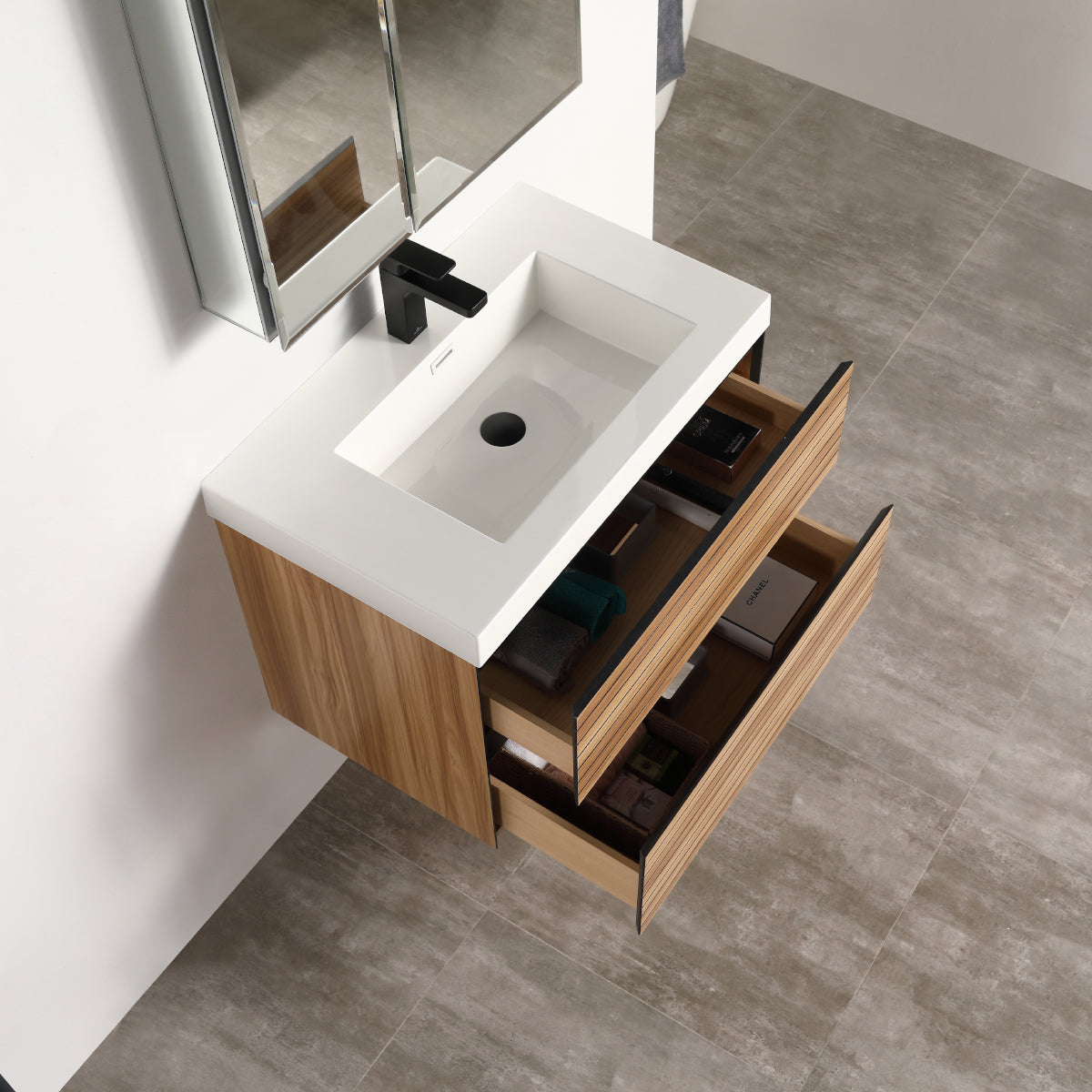 Annecy Maple Strip 30″ Vanity with Ceramic Top-Mount Basin