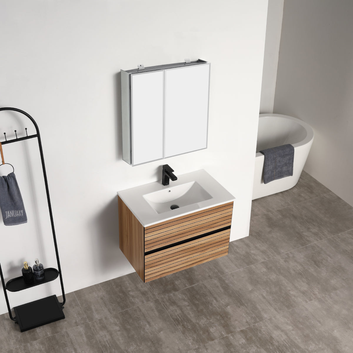 Annecy Maple Strip 30″ Vanity with Ceramic Top-Mount Basin