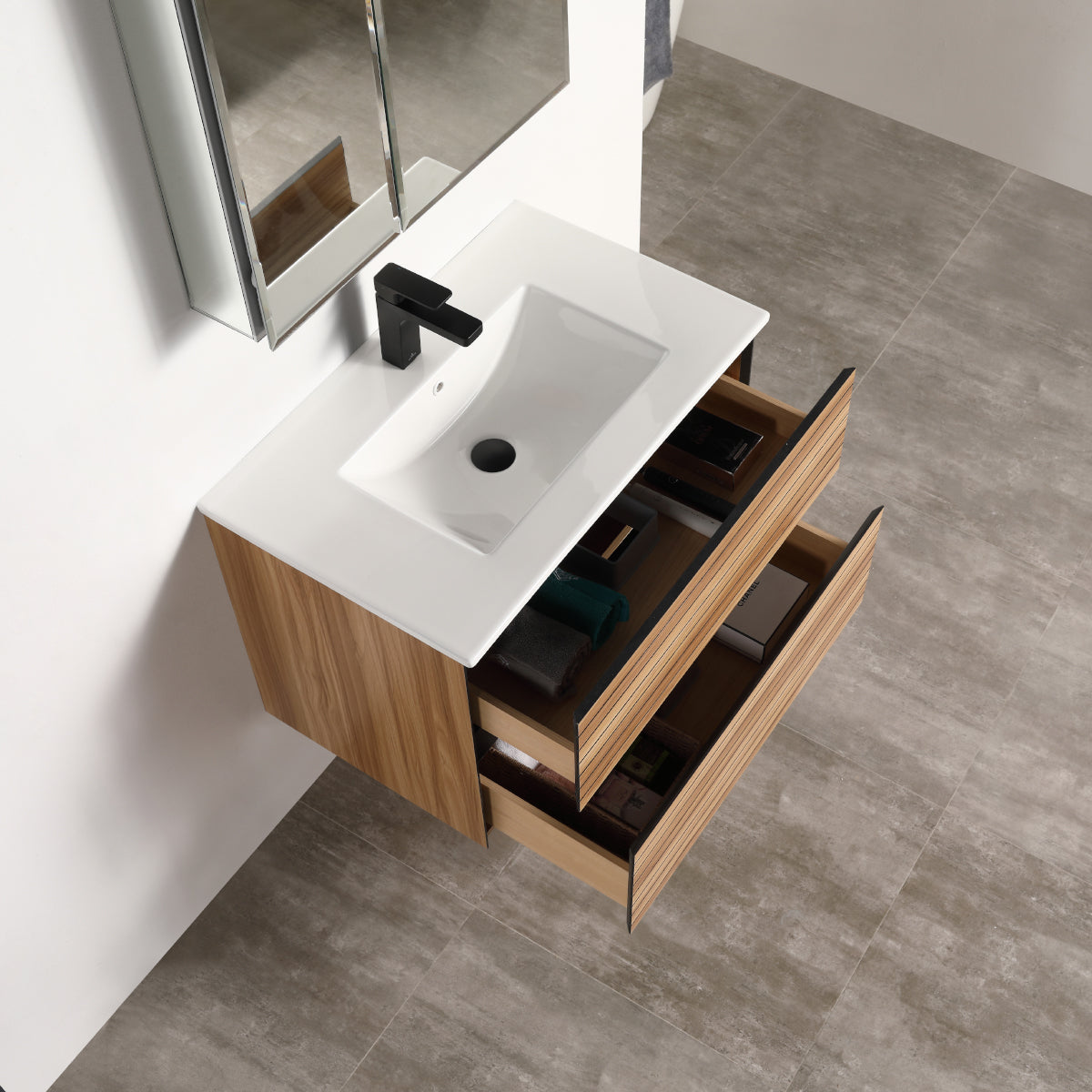 Annecy Maple Strip 30″ Vanity with Ceramic Top-Mount Basin