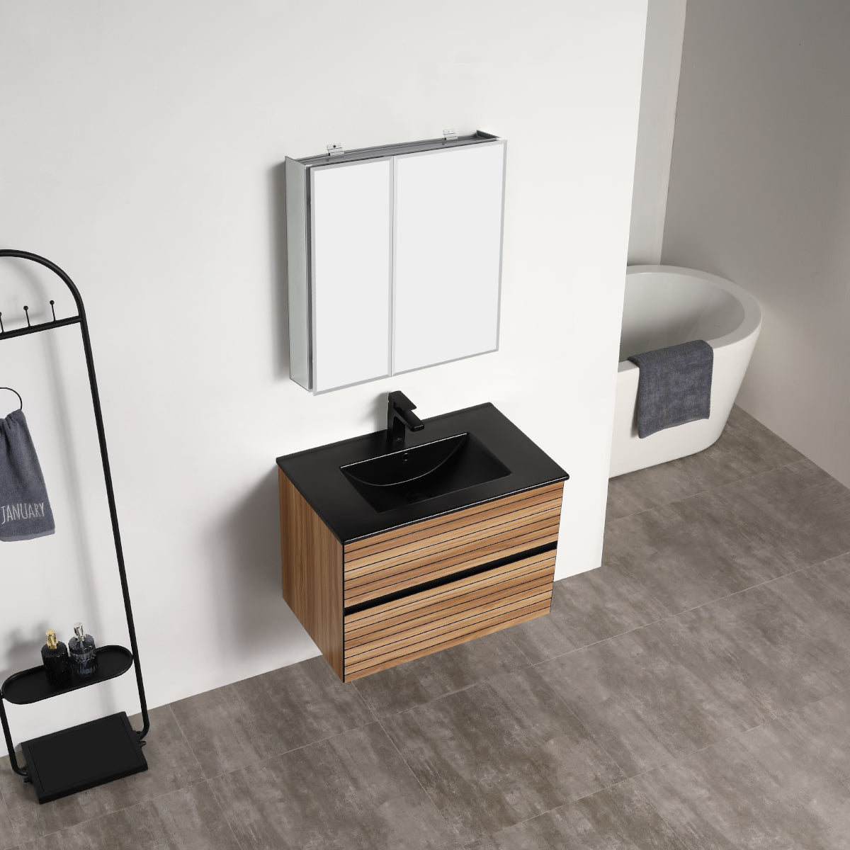 Annecy Maple Strip 30″ Vanity with Ceramic Top-Mount Basin