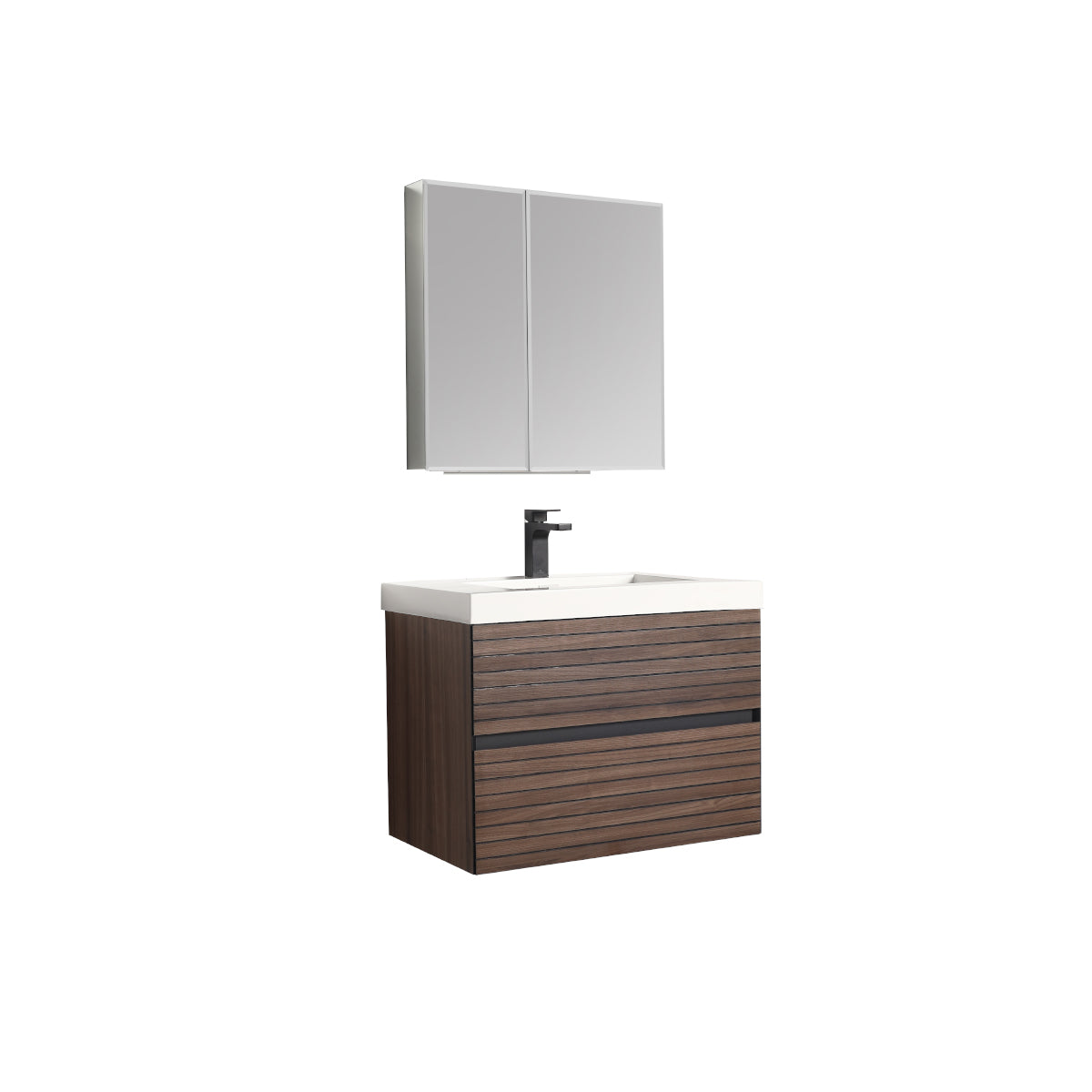 Annecy Dark Walnut Strip 30″ Vanity with Ceramic Top-Mount Basin