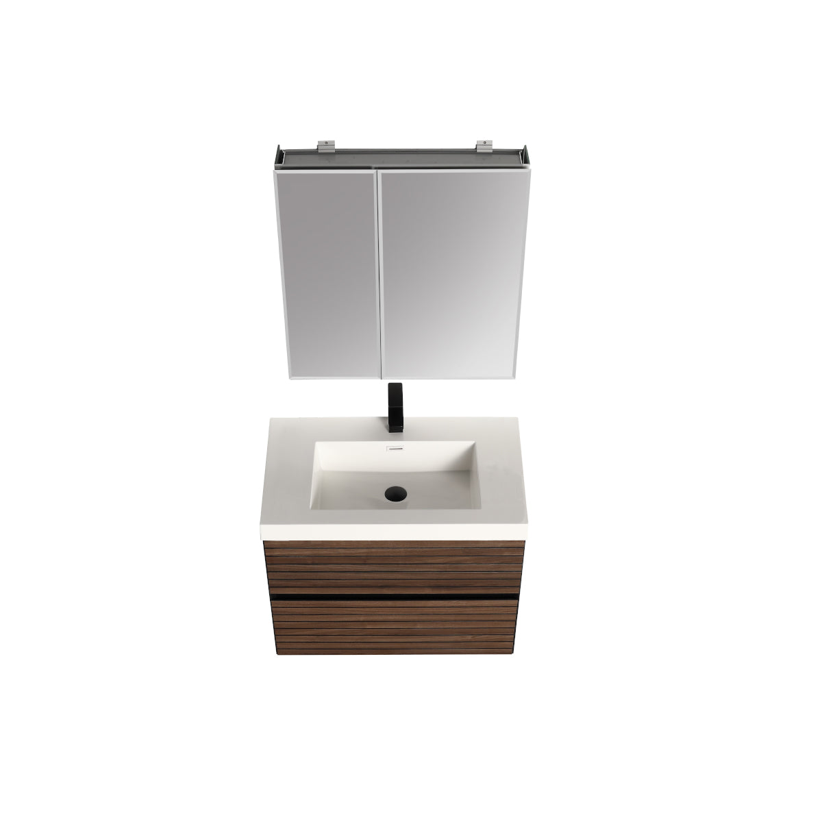 Annecy Dark Walnut Strip 30″ Vanity with Ceramic Top-Mount Basin