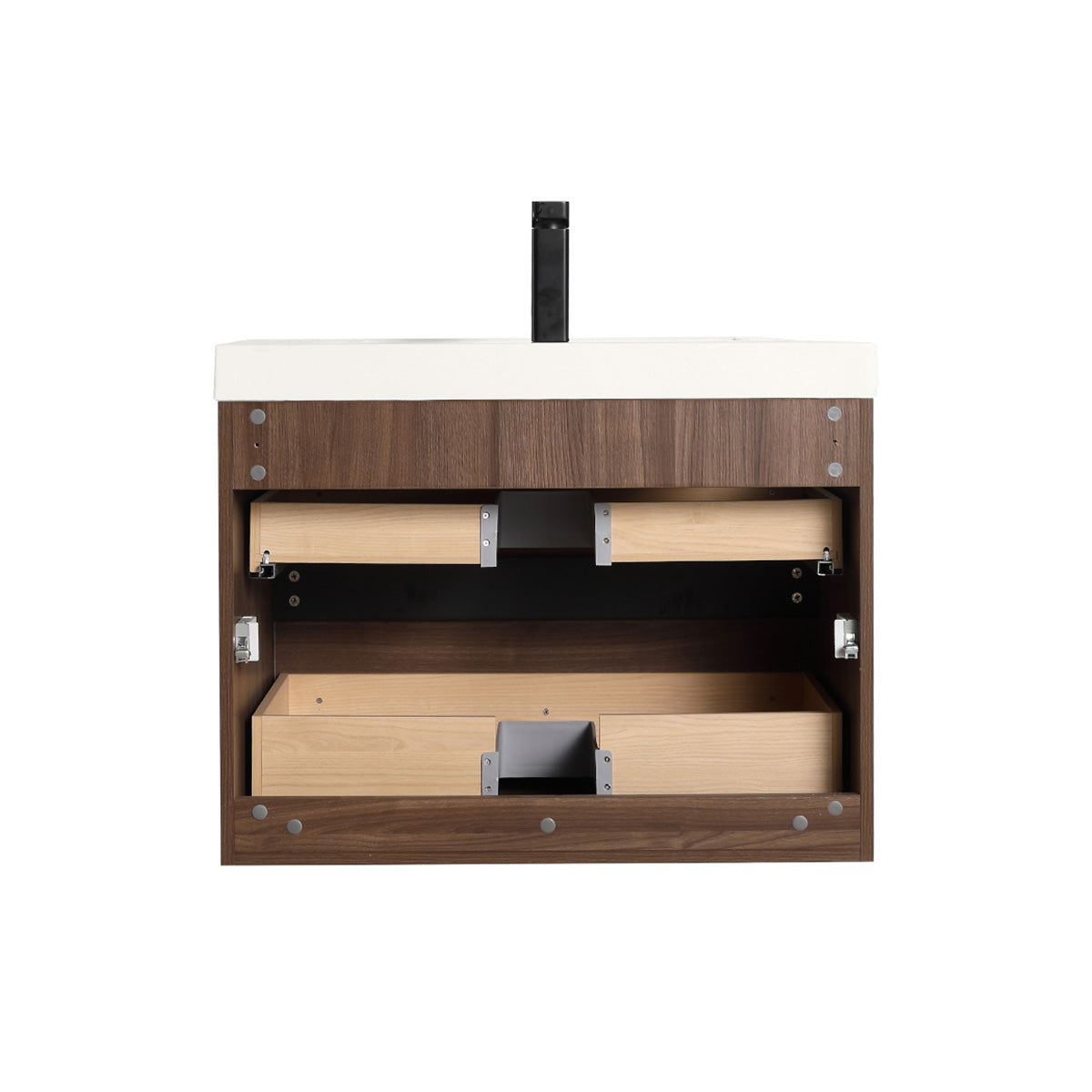 Annecy Dark Walnut Strip 30″ Vanity with Ceramic Top-Mount Basin