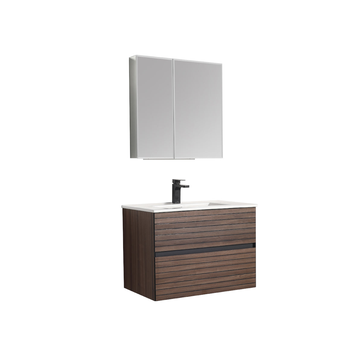 Annecy Dark Walnut Strip 30″ Vanity with Ceramic Top-Mount Basin