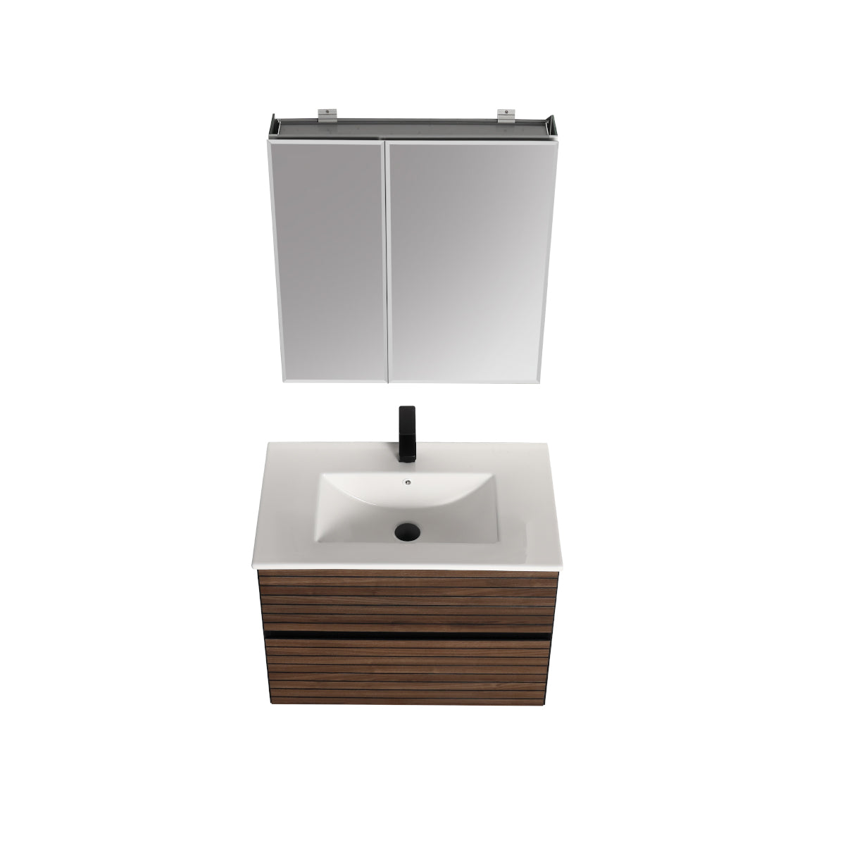 Annecy Dark Walnut Strip 30″ Vanity with Ceramic Top-Mount Basin
