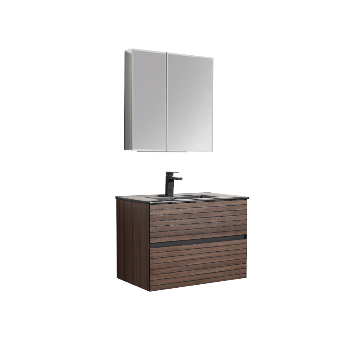 Annecy Dark Walnut Strip 30″ Vanity with Ceramic Top-Mount Basin