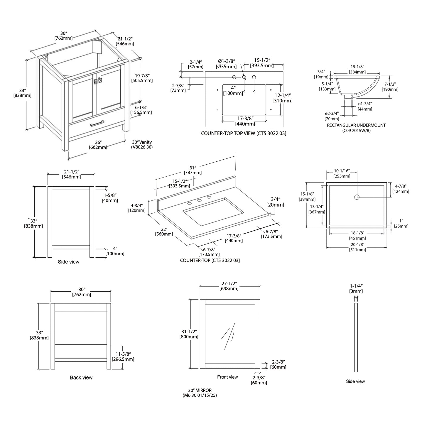 Geneva 30″ Matte White Vanity