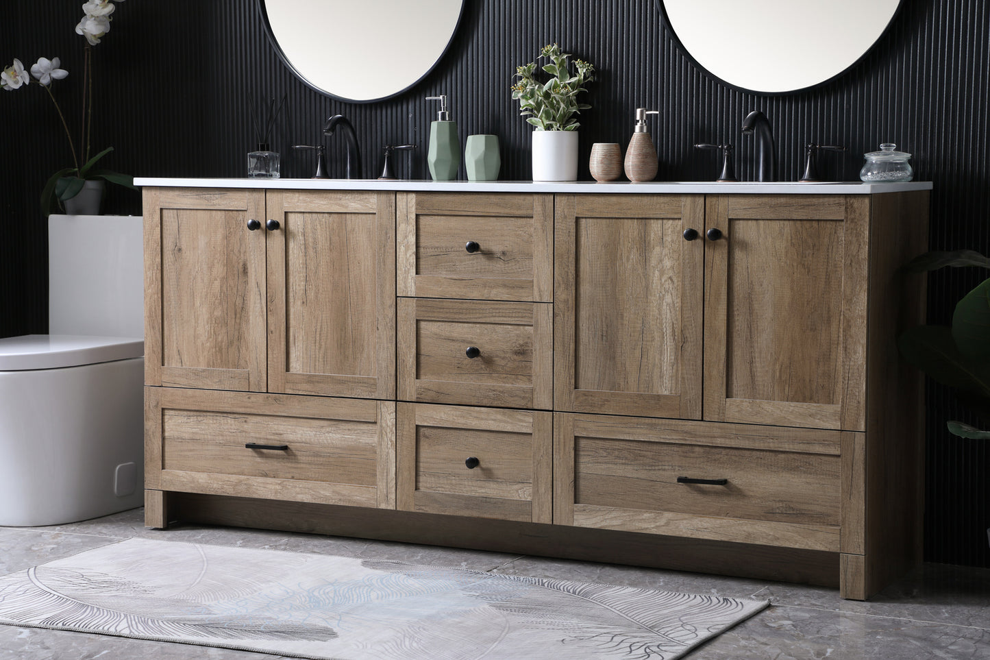 72 inch Double bathroom vanity in natural oak VF2872DNT
