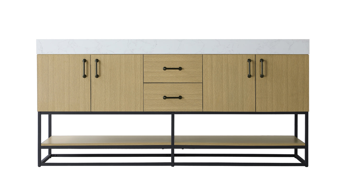 72 inch Double Bathroom Vanity in Honey Brown VF29272DMHB
