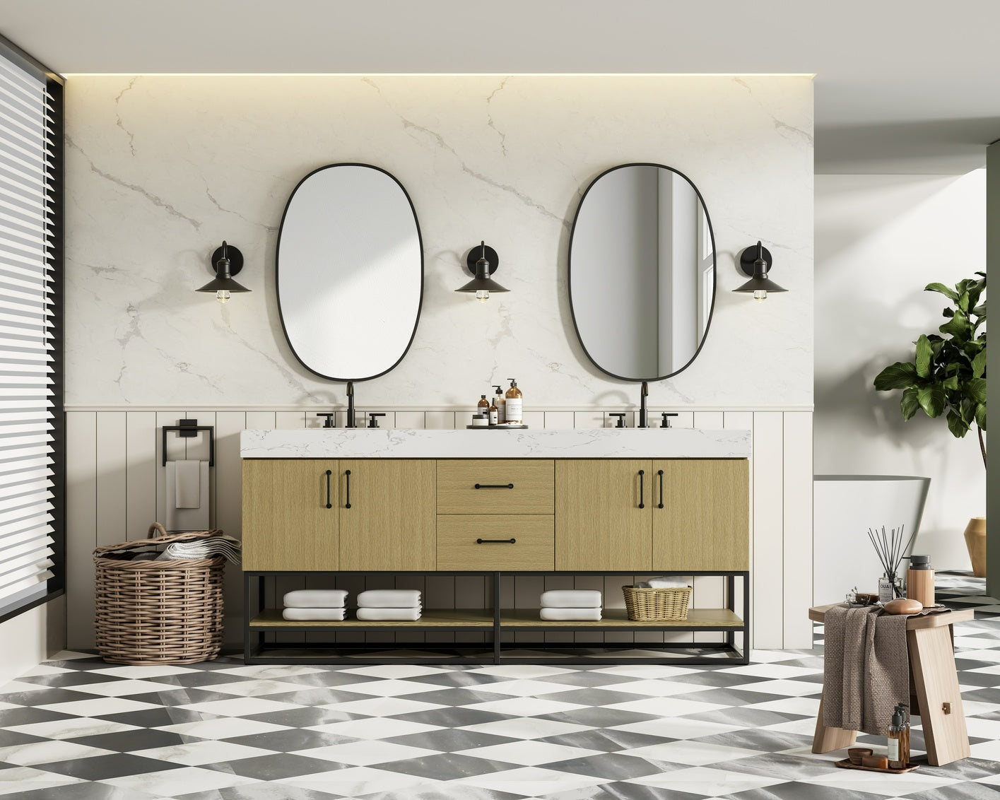 72 inch Double Bathroom Vanity in Honey Brown VF29272DMHB