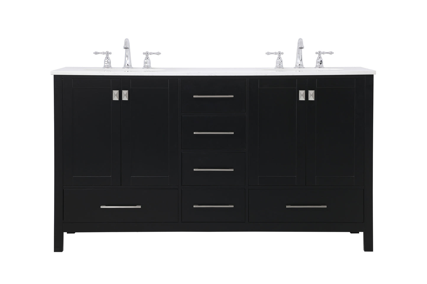 60 inch Double Bathroom Vanity in Black VF18860DBK