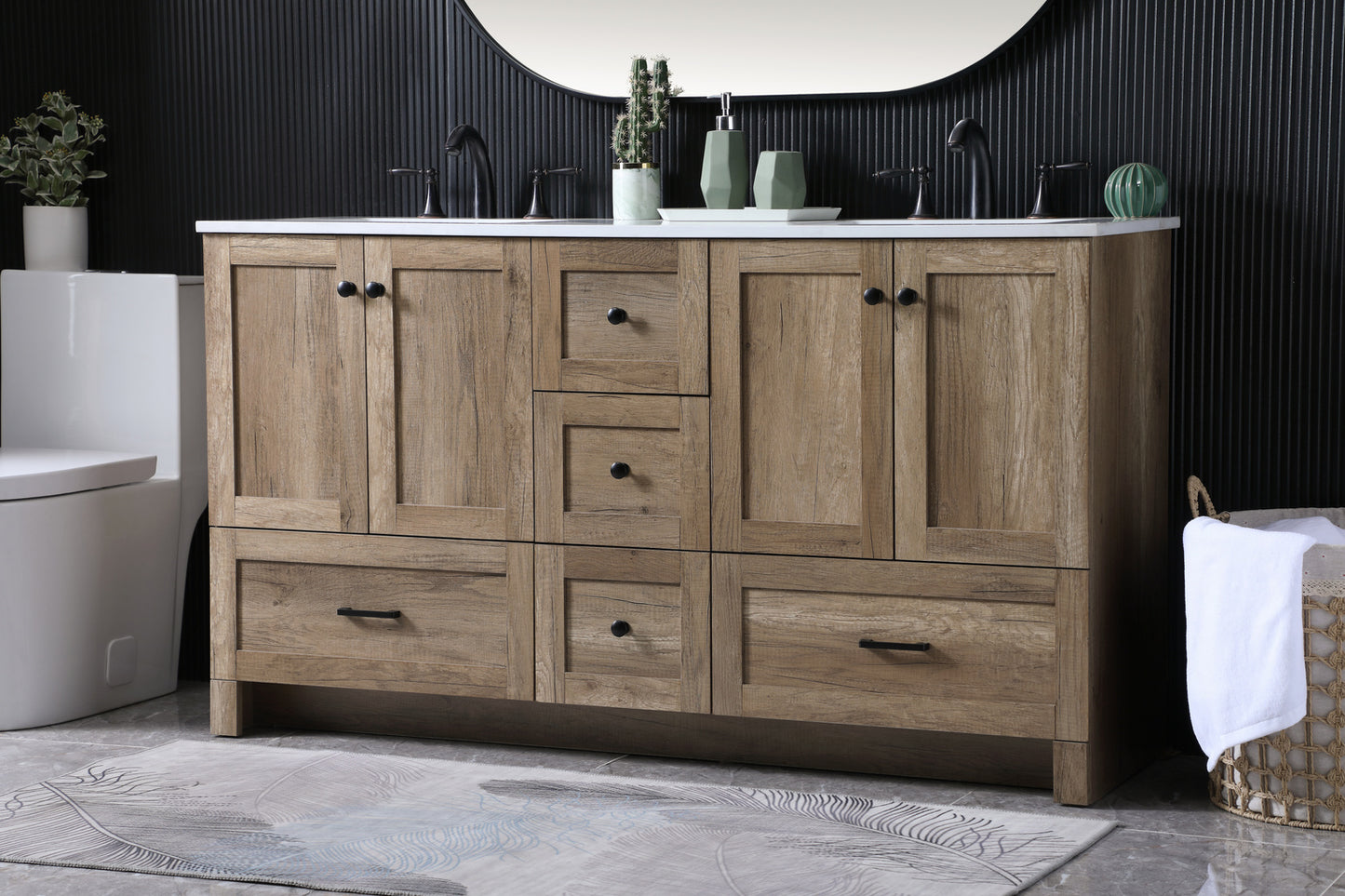60 inch Double bathroom vanity in natural oak VF2860DNT