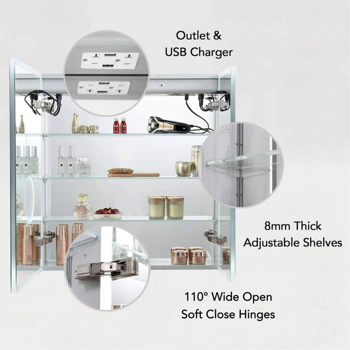 Sirius – LED Medicine Cabinet with Clock