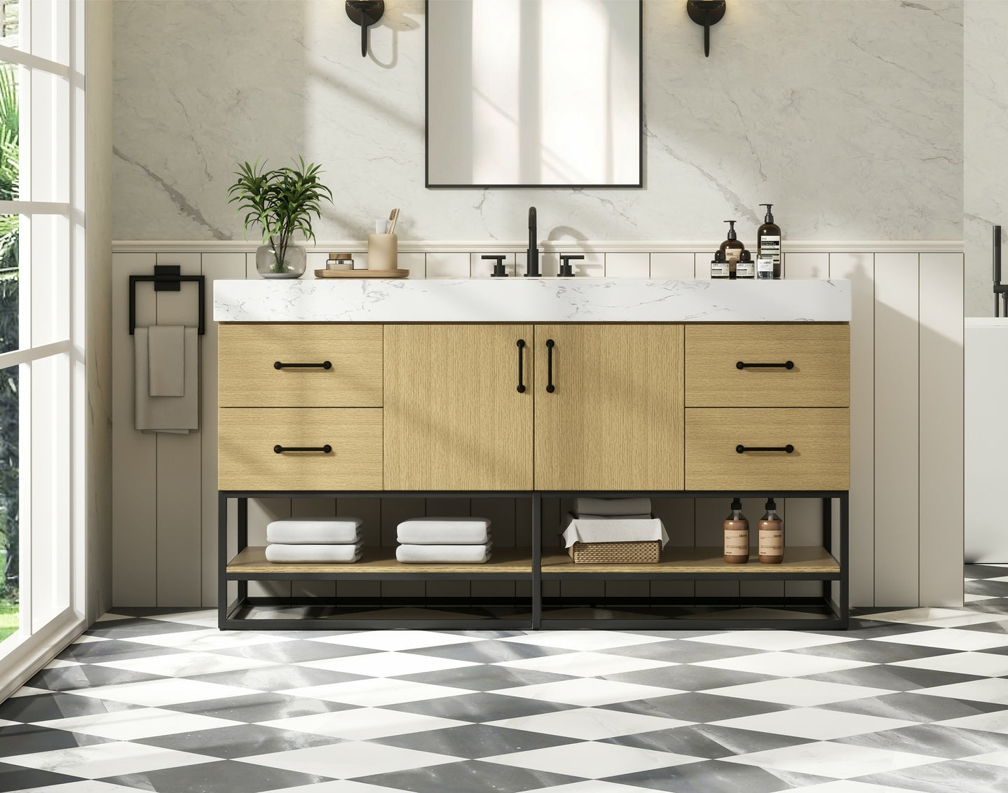 60 inch Single Bathroom Vanity in Honey Brown VF29260MHB