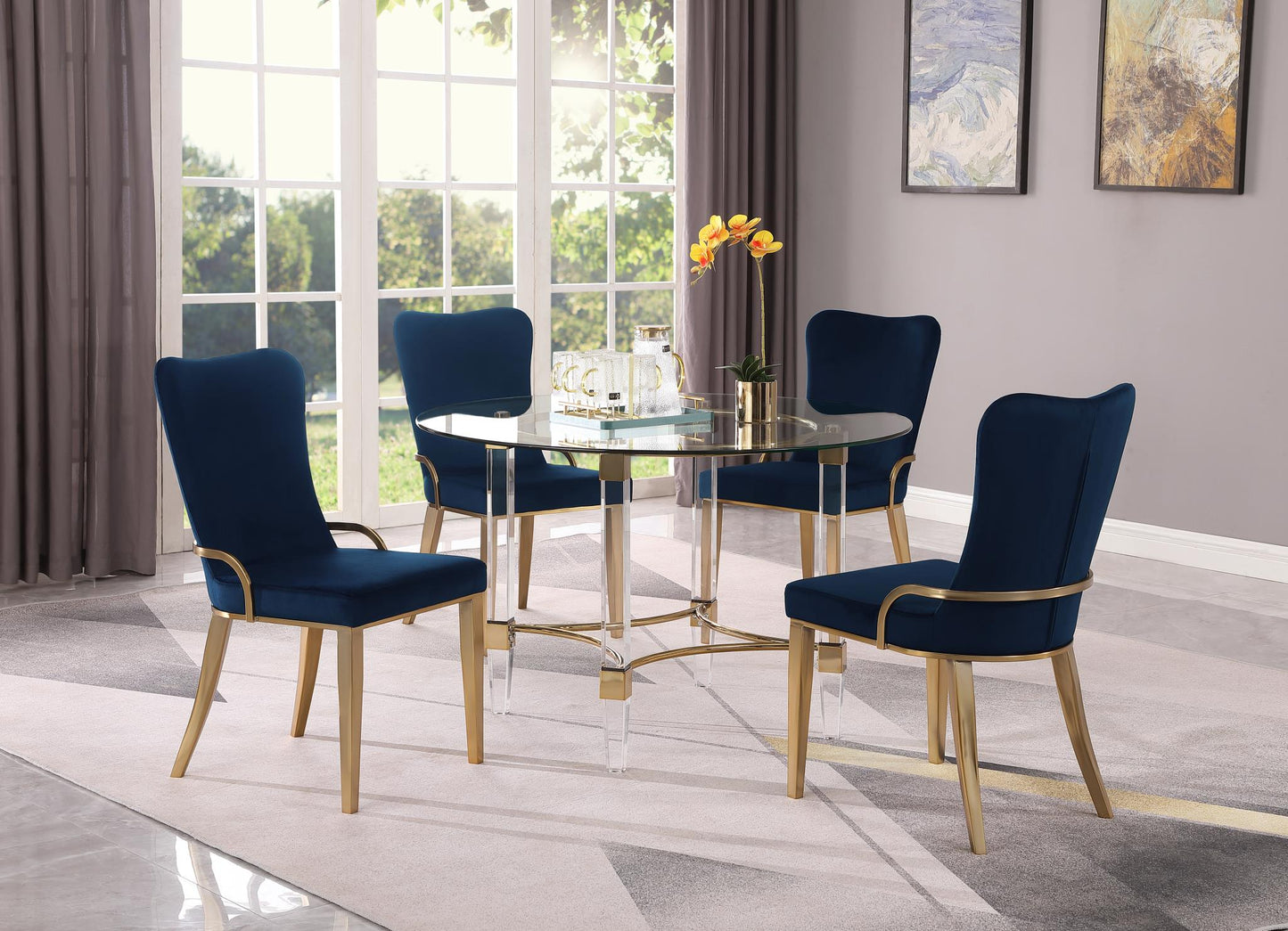 4038-RILEY-GLD-5PC-BLU Dining Set