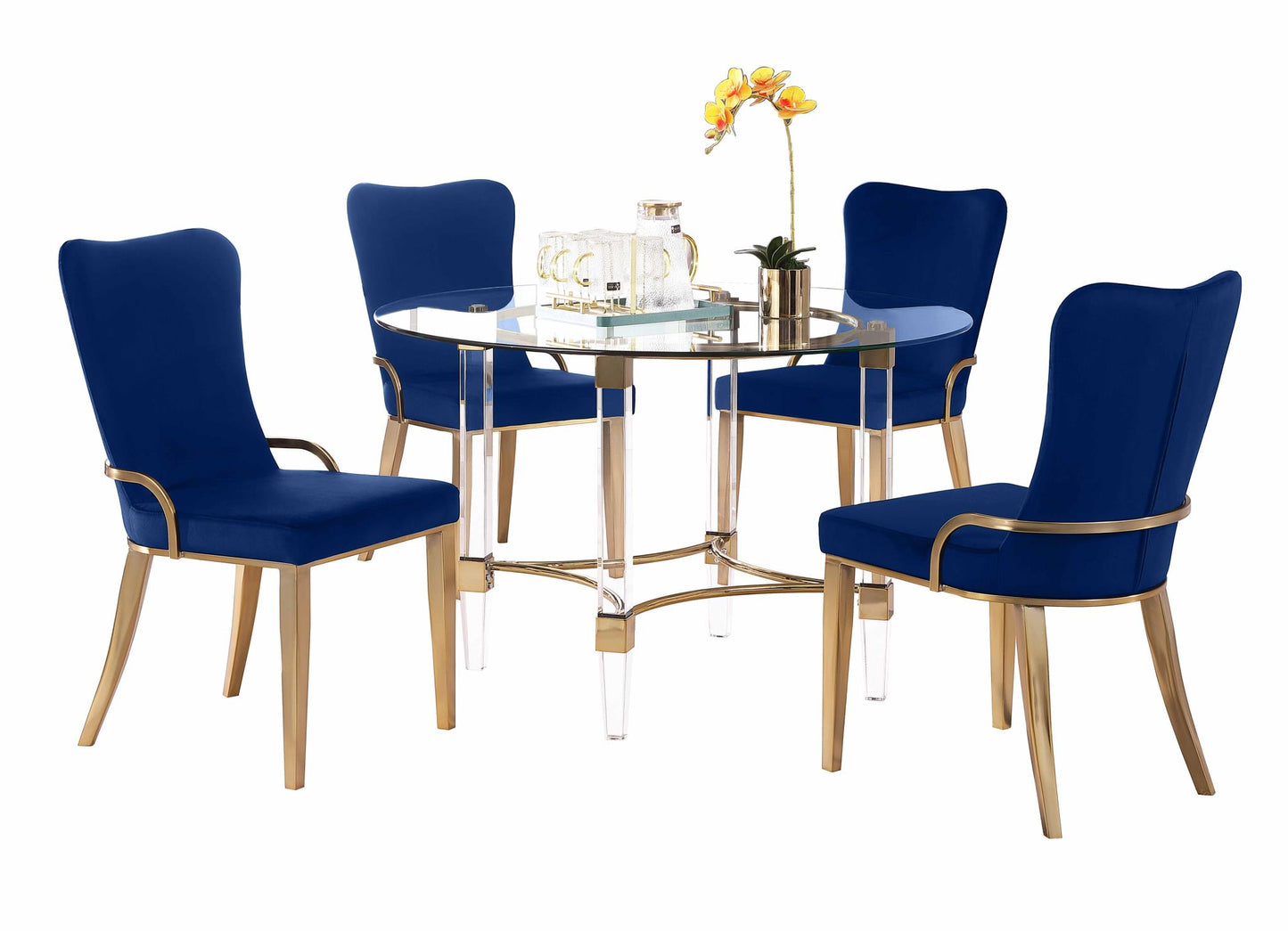 4038-RILEY-GLD-5PC-BLU Dining Set