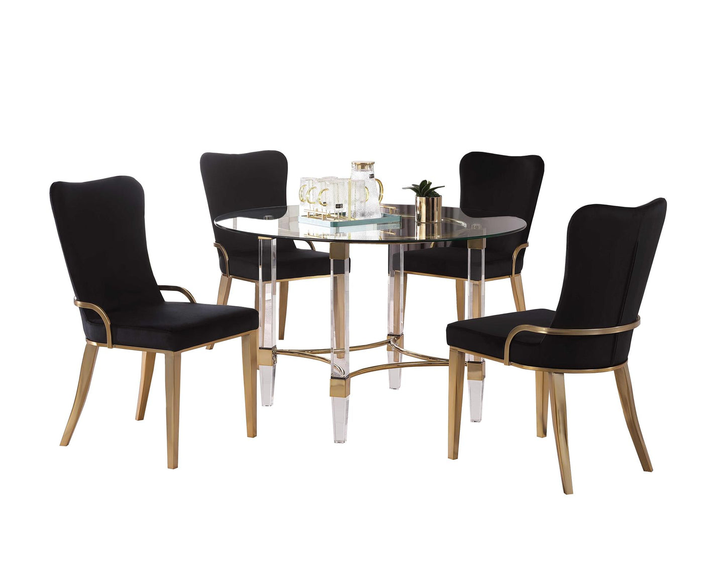 4038-RILEY-GLD-5PC-BLK Dining Set