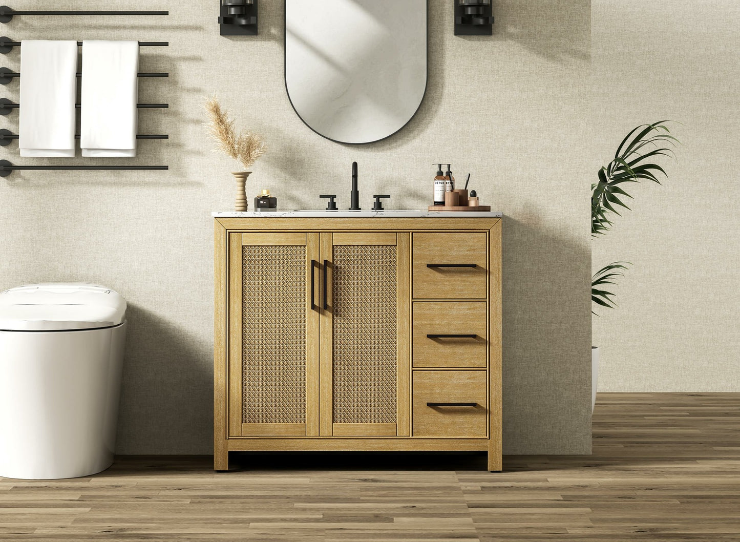 42 Inch Single Bathroom Vanity In Linen Oak VF29542LO