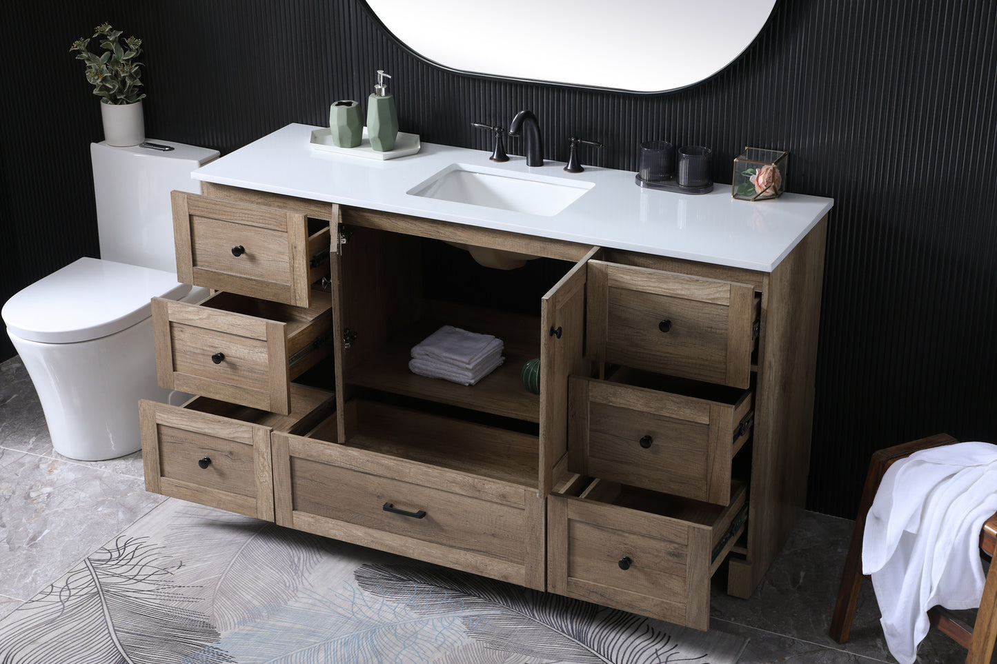 60 inch Single bathroom vanity in natural oak VF2860NT