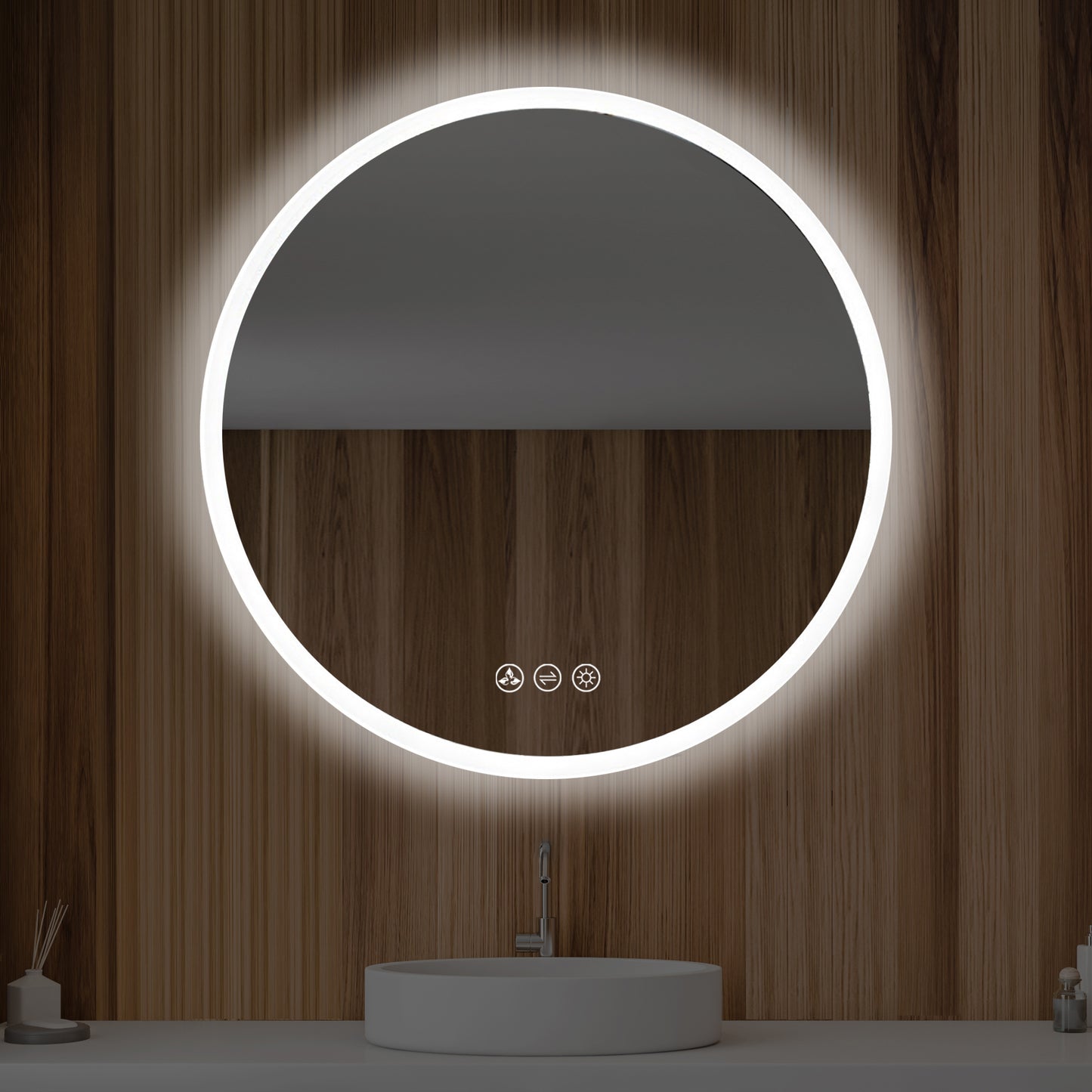 Orion - Round LED Mirror Frosted Side