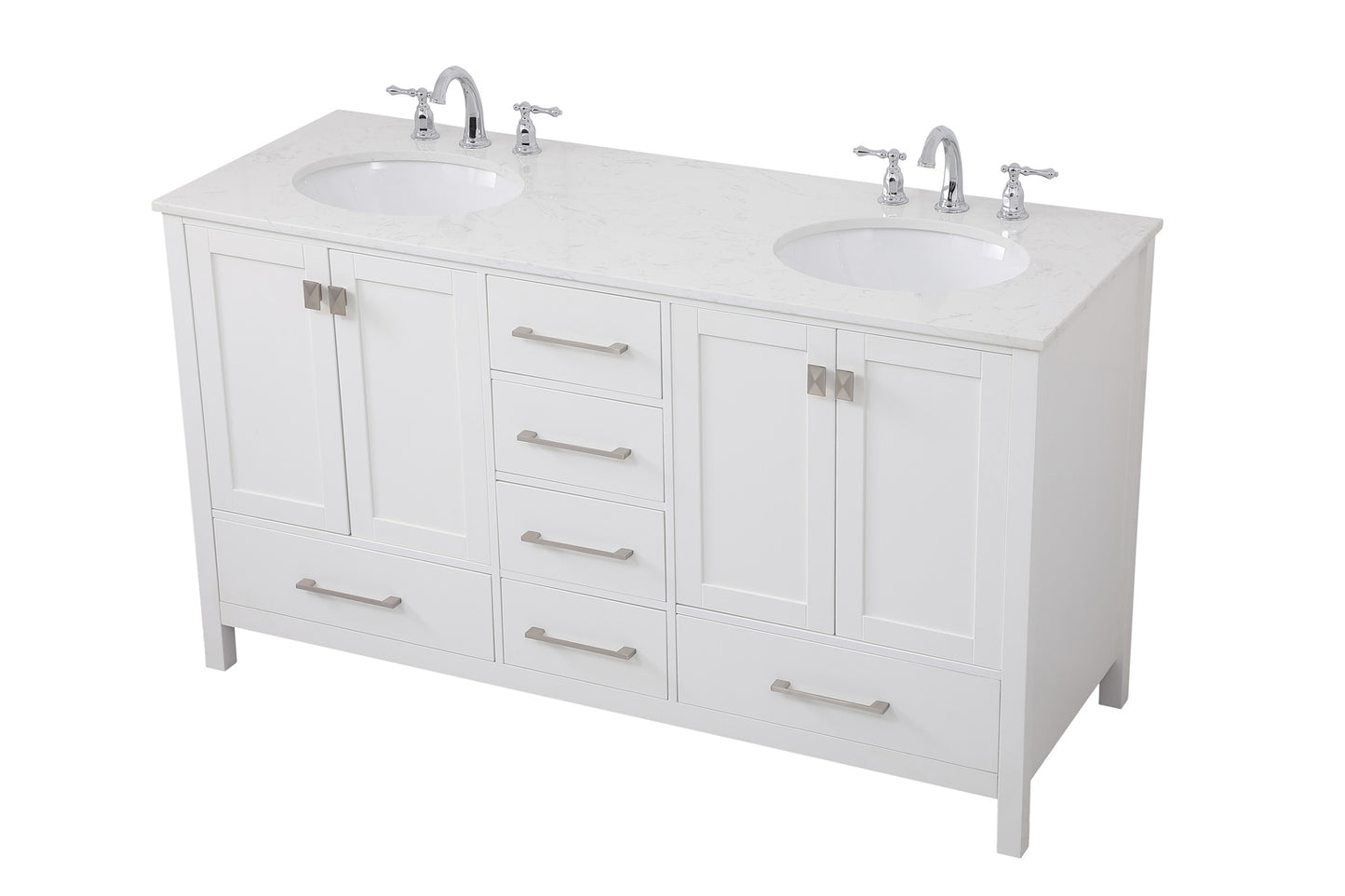 60 inch Double Bathroom Vanity in White VF18860DWH