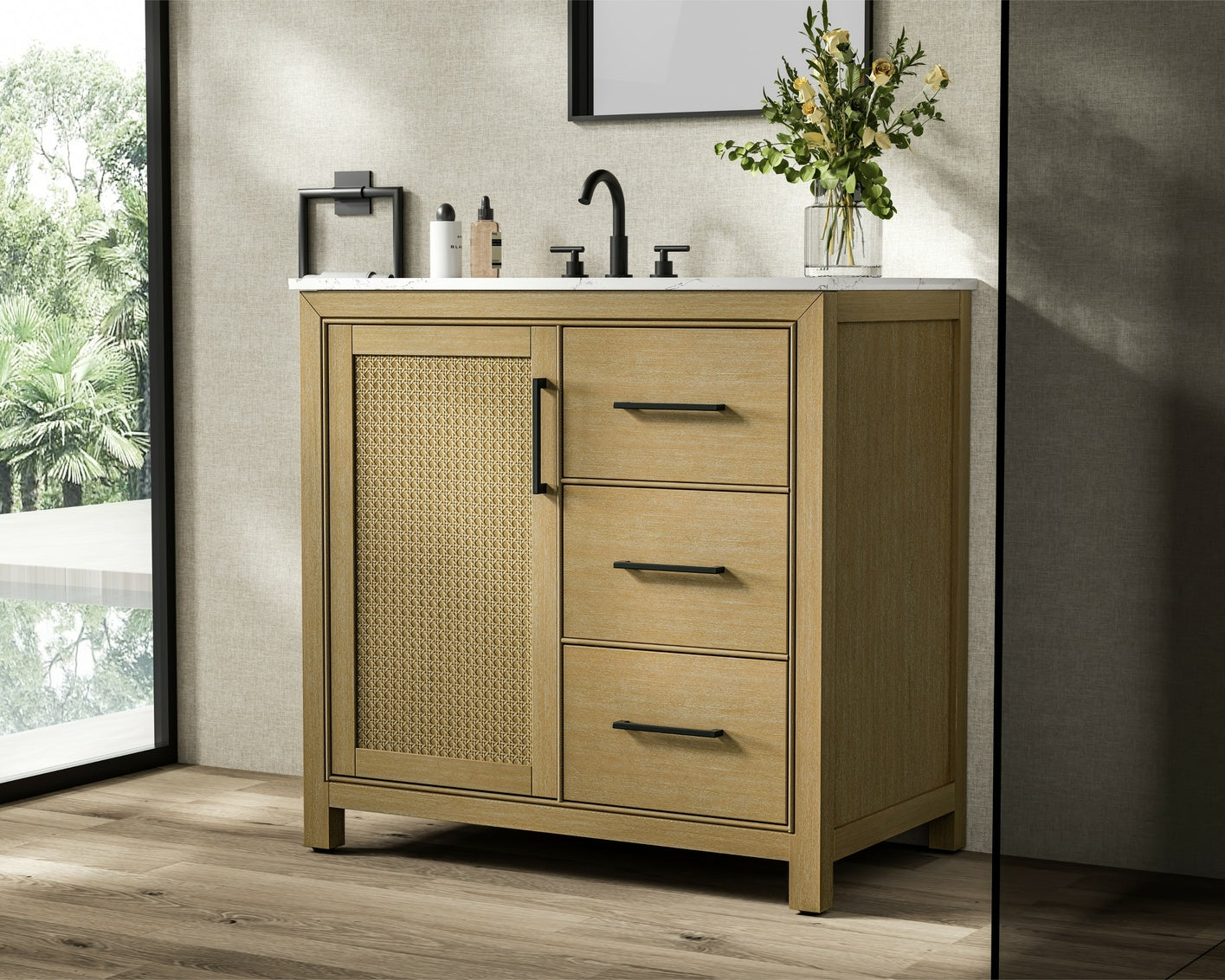 36 Inch Single Bathroom Vanity In Linen Oak VF29536LO