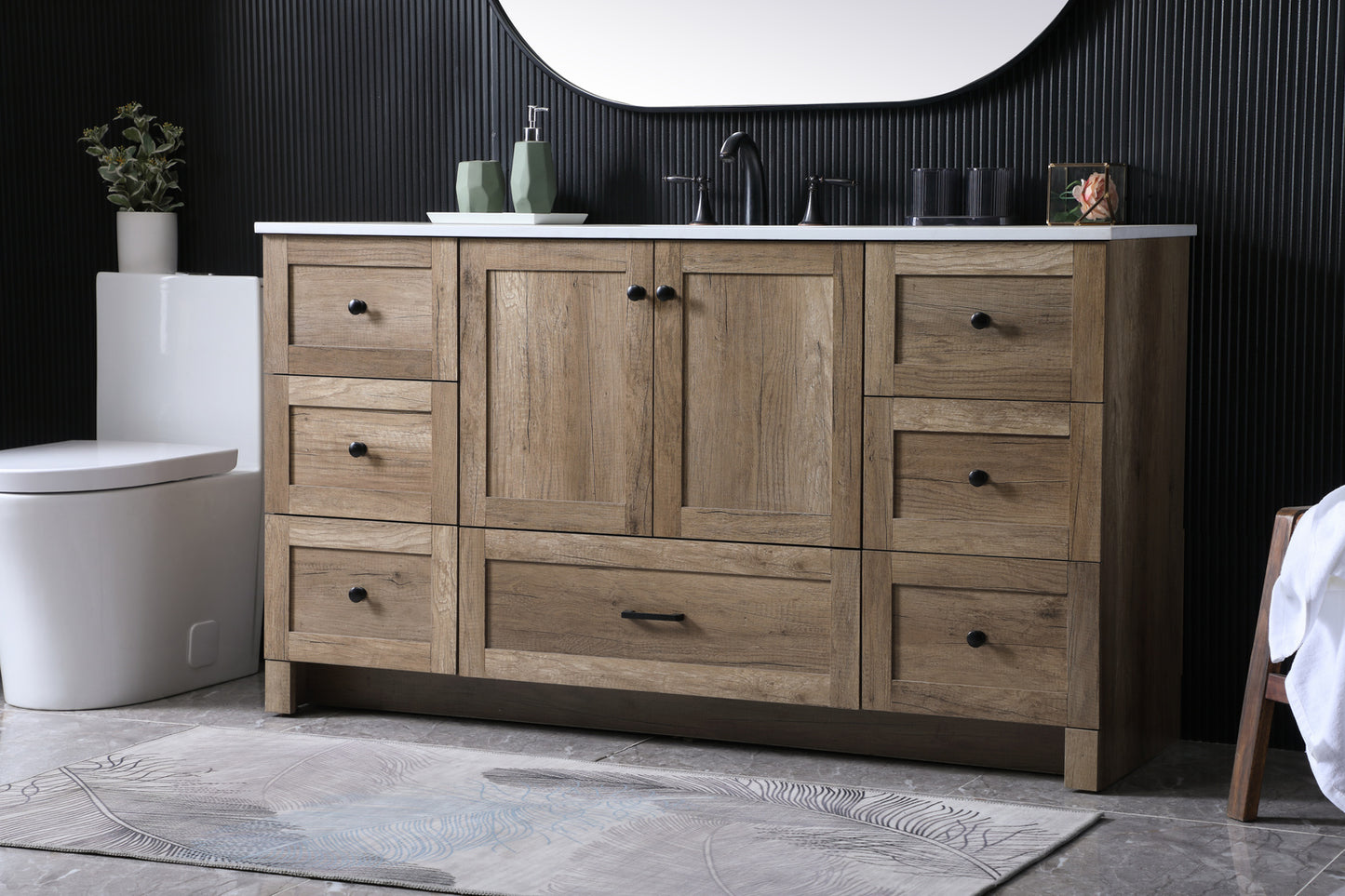 60 inch Single bathroom vanity in natural oak VF2860NT