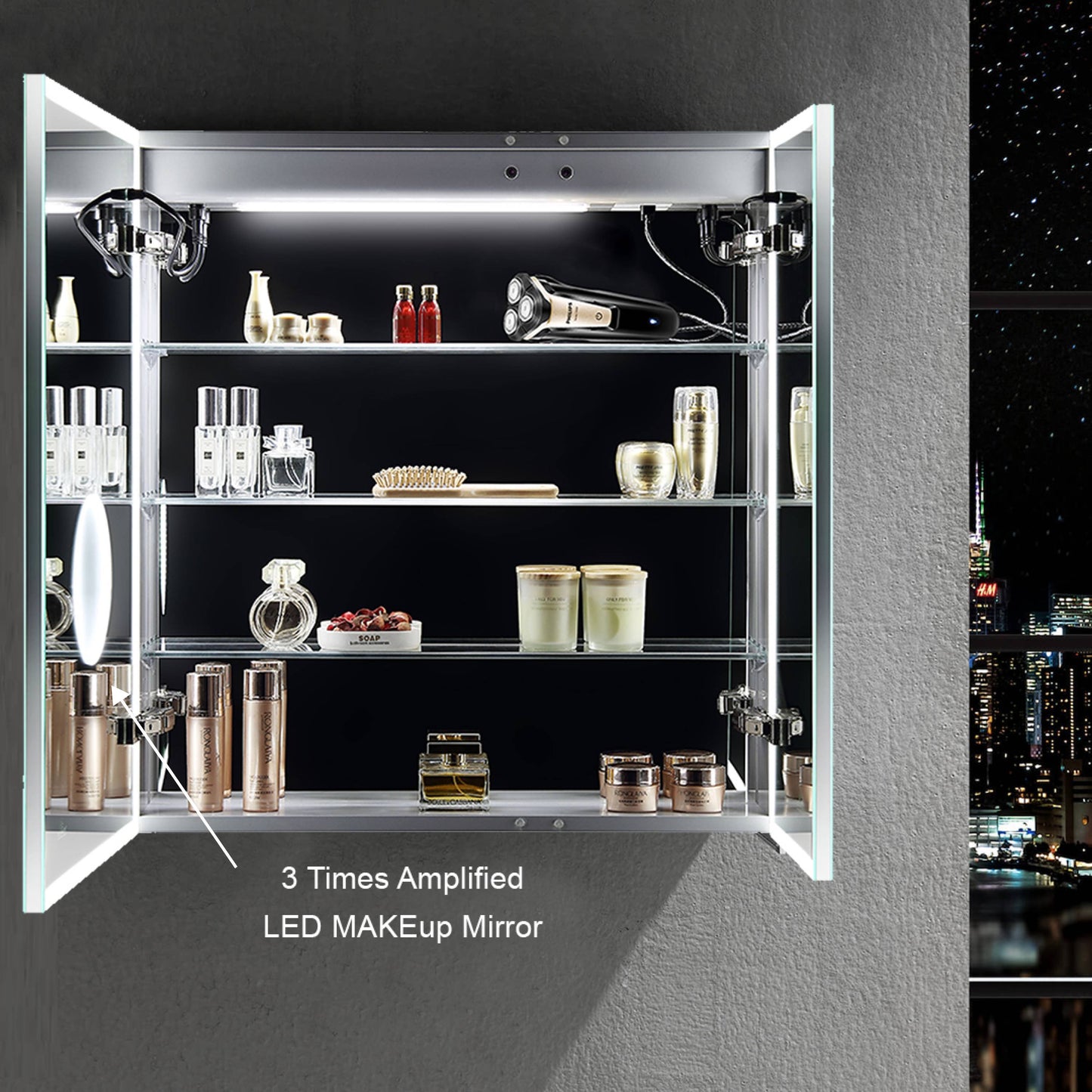 Sirius – LED Medicine Cabinet with Clock