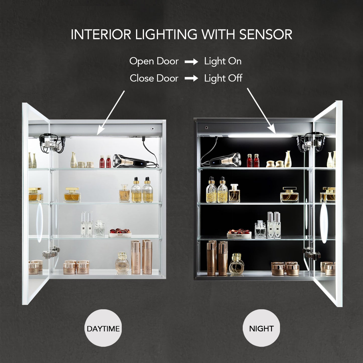 Sirius – LED Medicine Cabinet with Clock