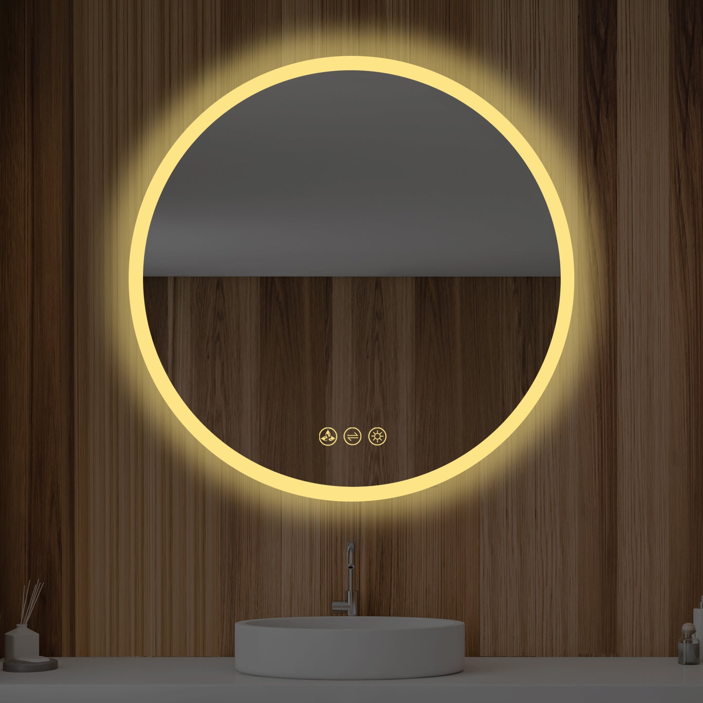 Orion - Round LED Mirror Frosted Side