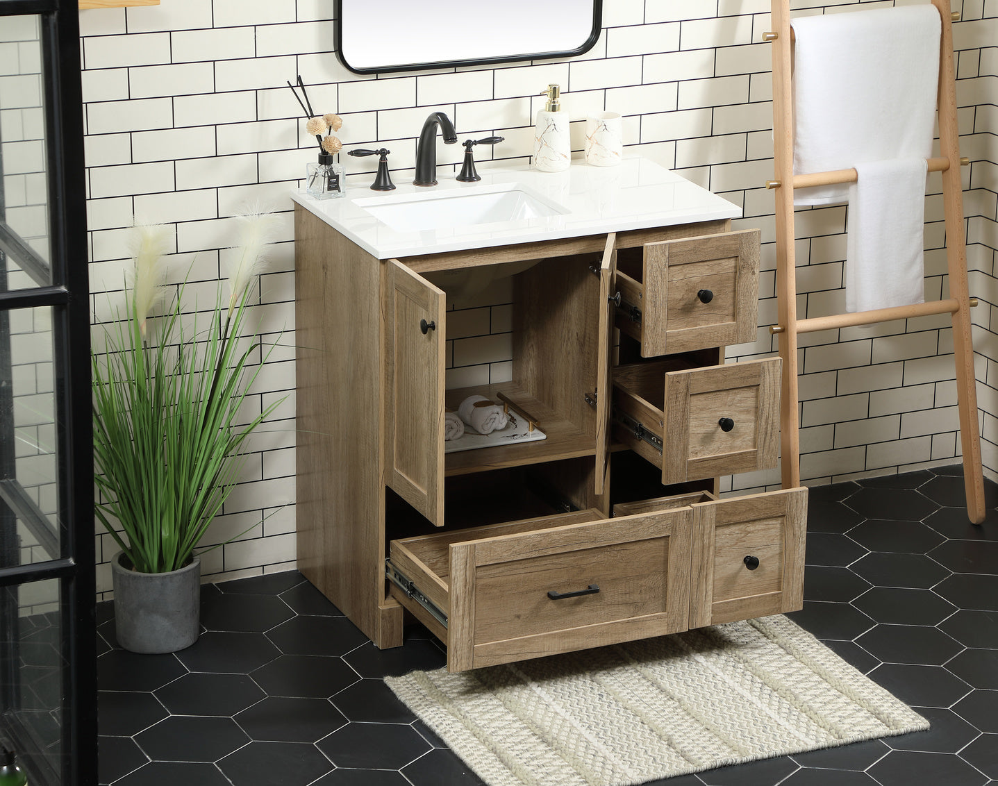 32 inch Single bathroom vanity in natural oak VF2832NT