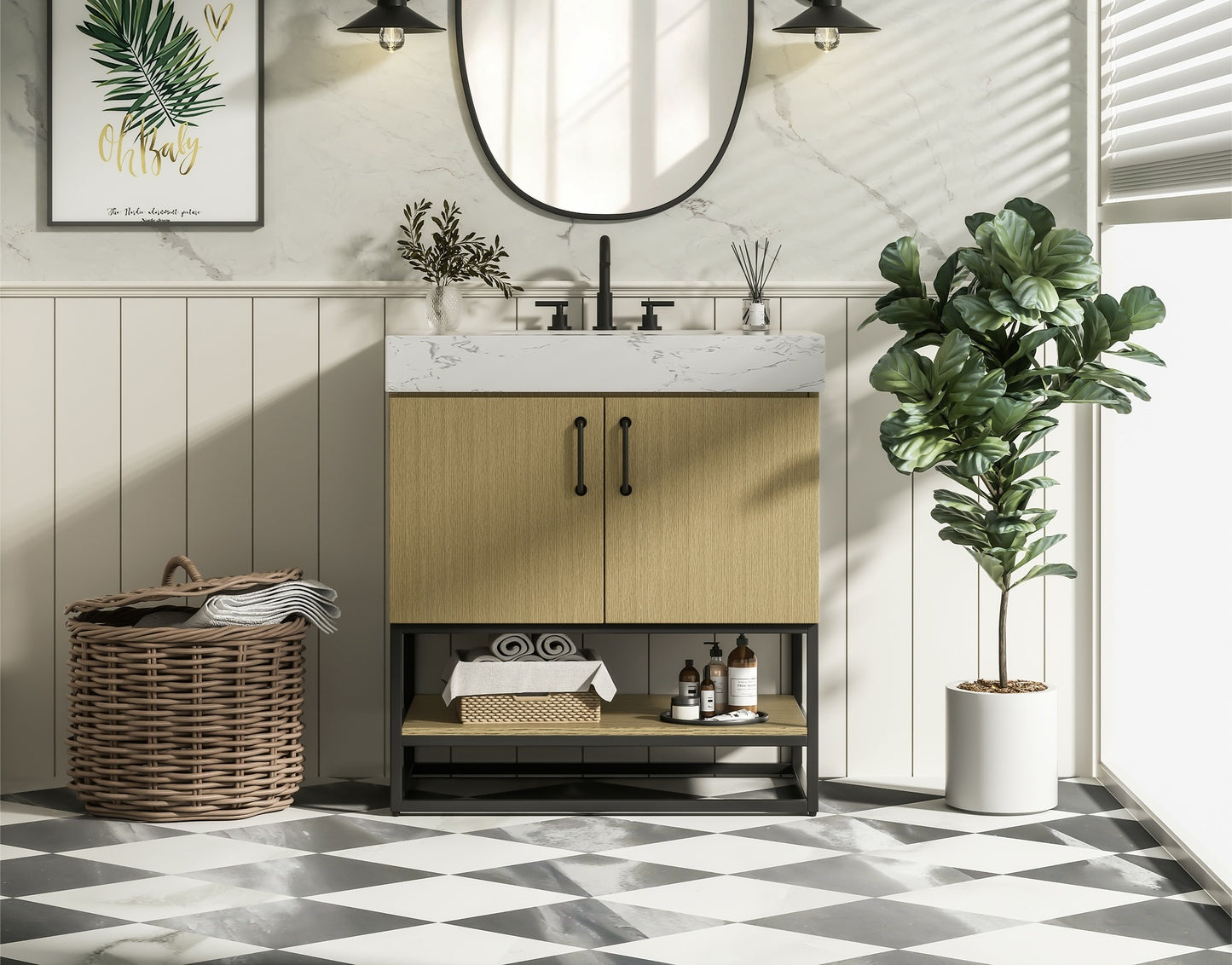 30 inch Single Bathroom Vanity in Honey Brown VF29230MHB