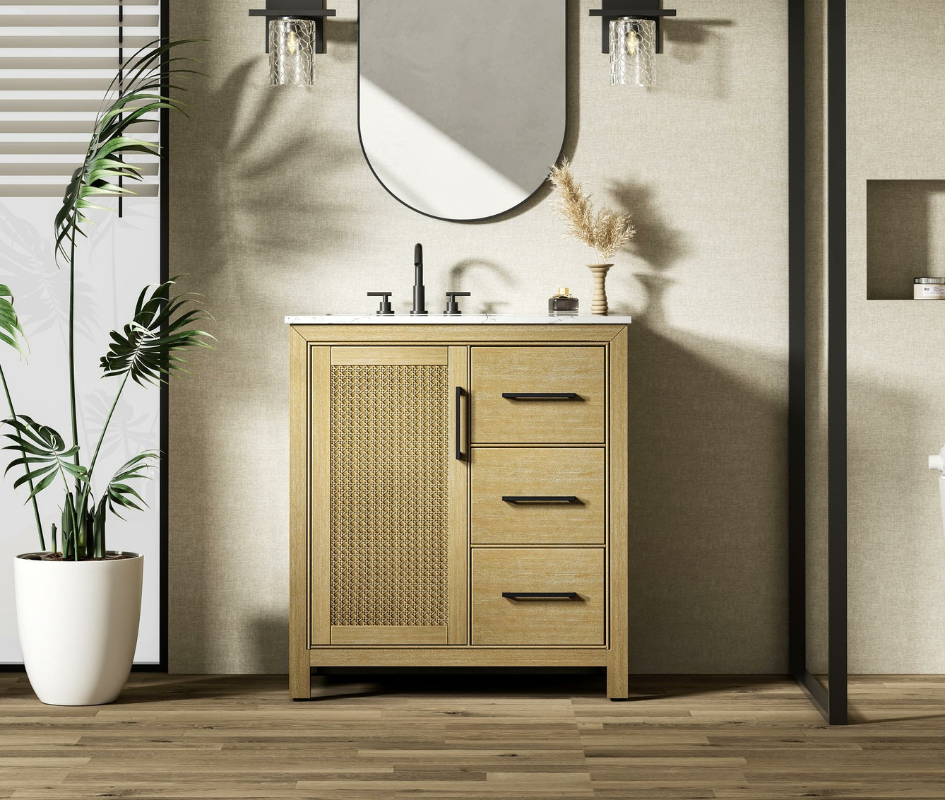 32 Inch Single Bathroom Vanity In Linen Oak VF29532LO