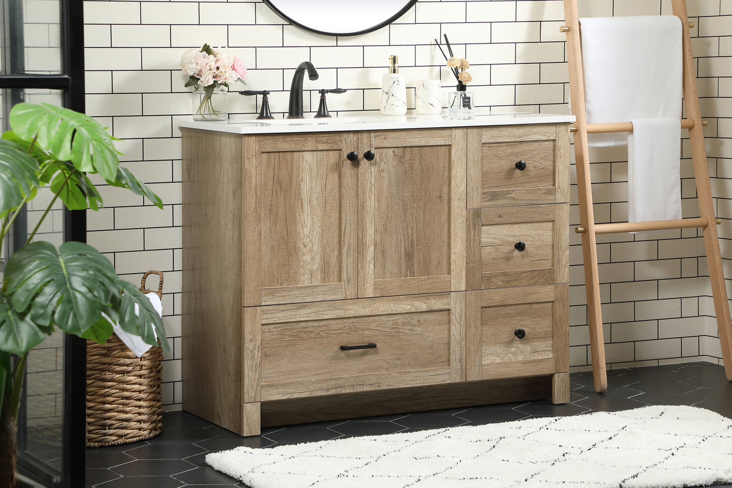 42 inch Single bathroom vanity in natural oak VF2842NT