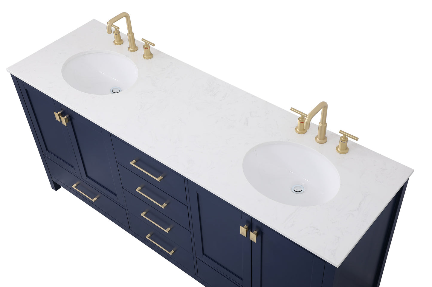 72 inch Double Bathroom Vanity in Blue VF18872DBL