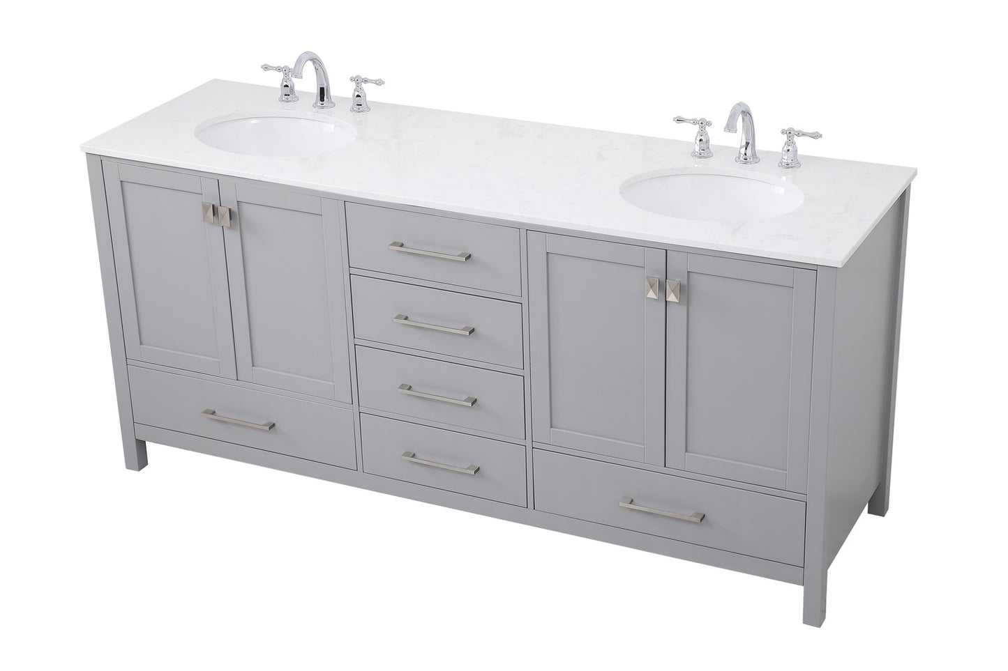 72 inch Double Bathroom Vanity in Gray VF18872DGR