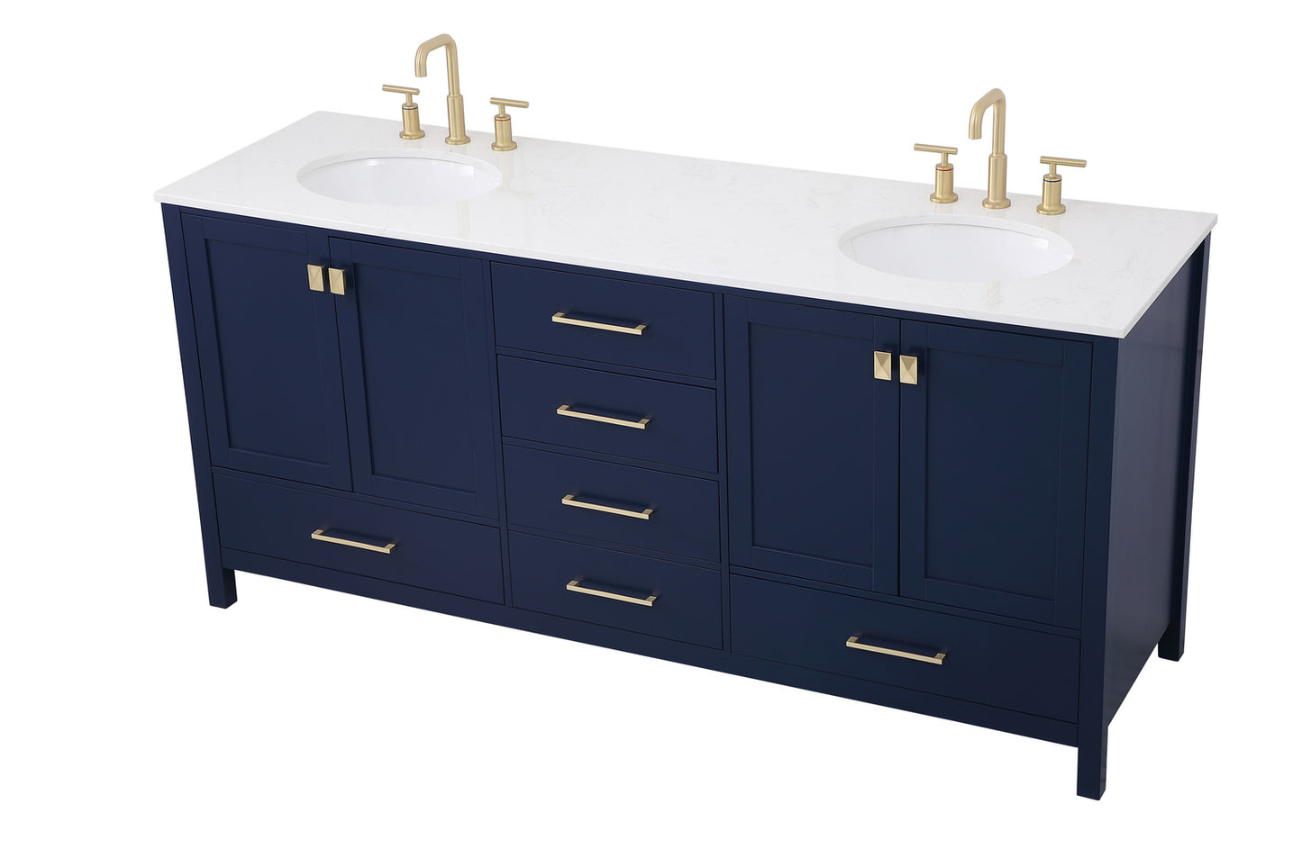 72 inch Double Bathroom Vanity in Blue VF18872DBL