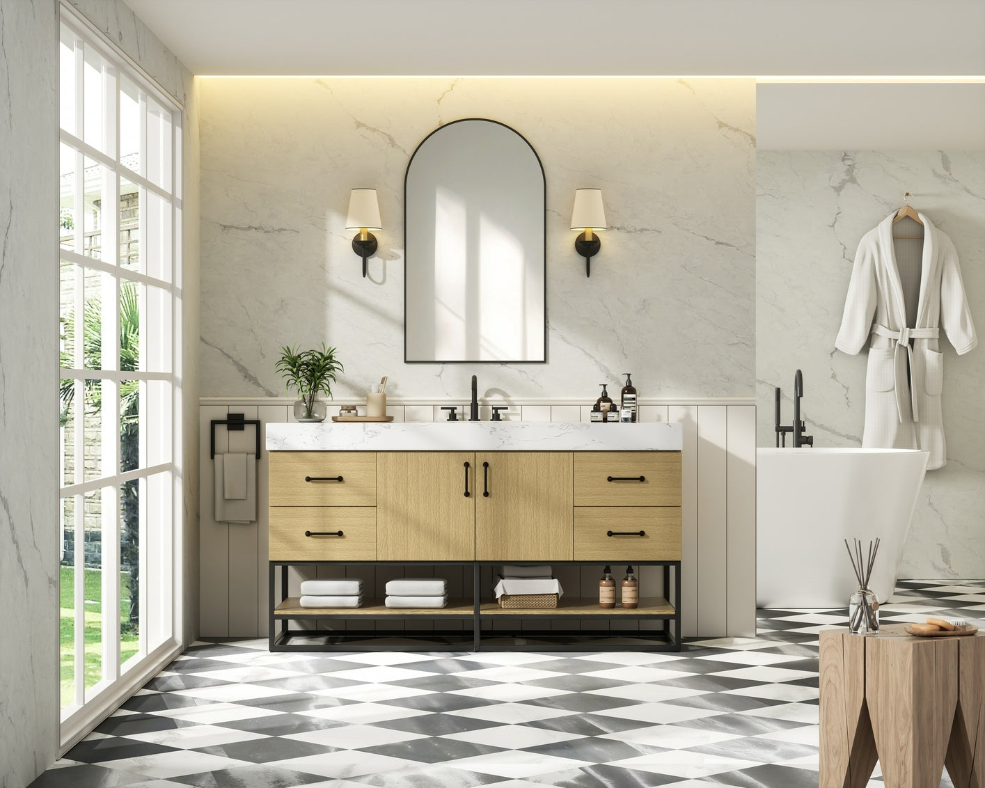 60 inch Single Bathroom Vanity in Honey Brown VF29260MHB