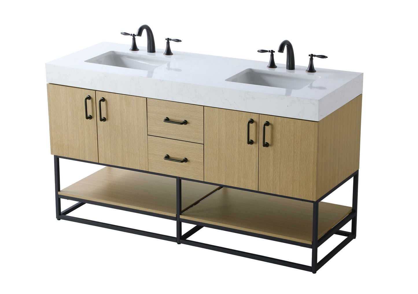 60 inch Double Bathroom Vanity in Honey Brown VF29260DMHB