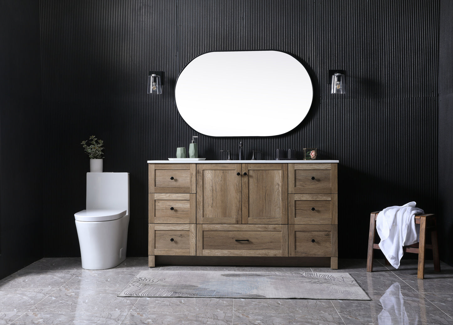 60 inch Single bathroom vanity in natural oak VF2860NT