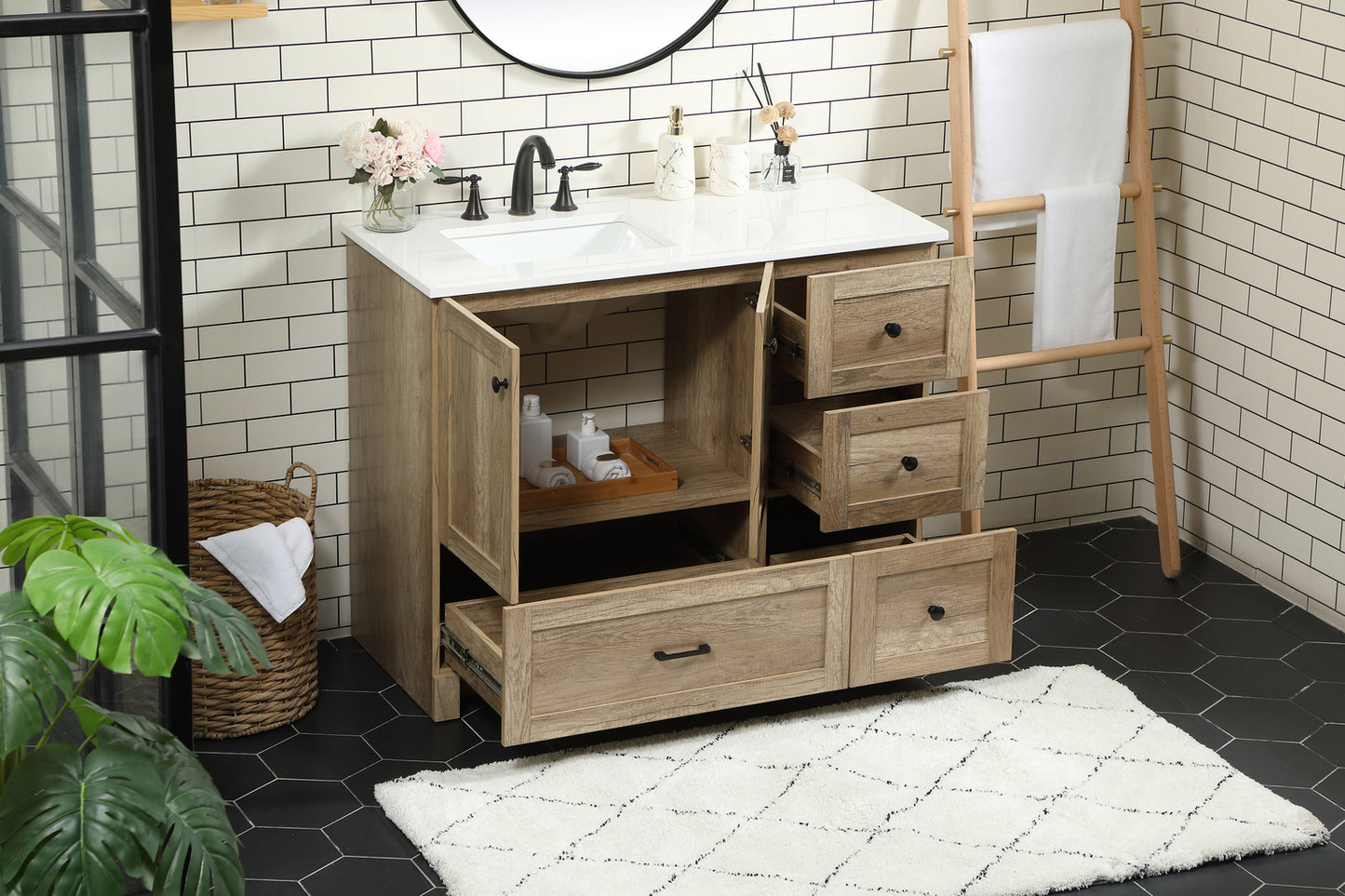 42 inch Single bathroom vanity in natural oak VF2842NT