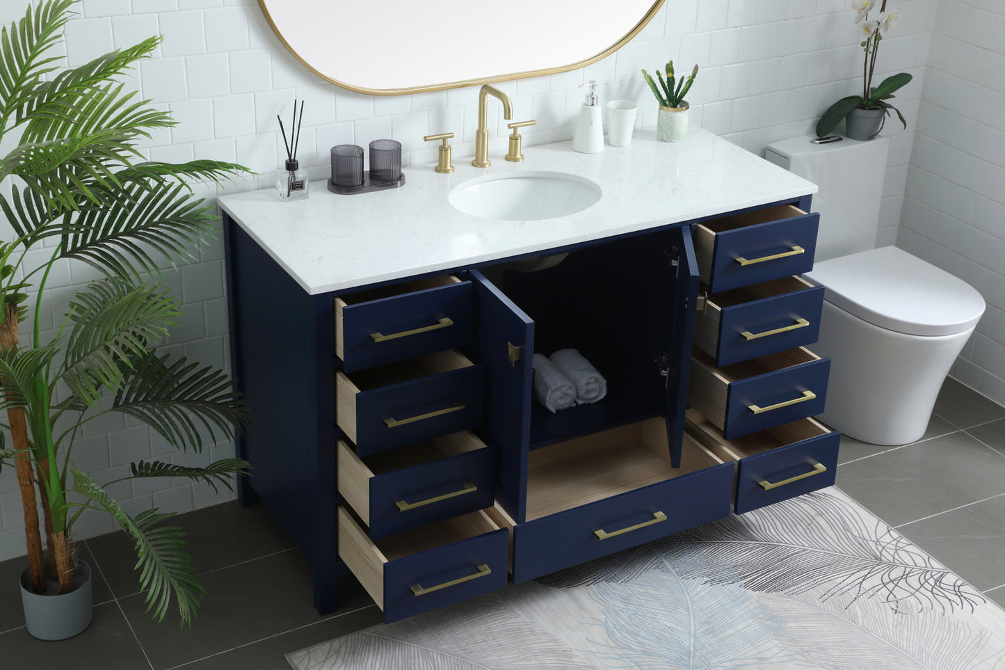 Irene Vanity Cabinet 9Dw2Dr 54x22x34 Blue VF18854BL