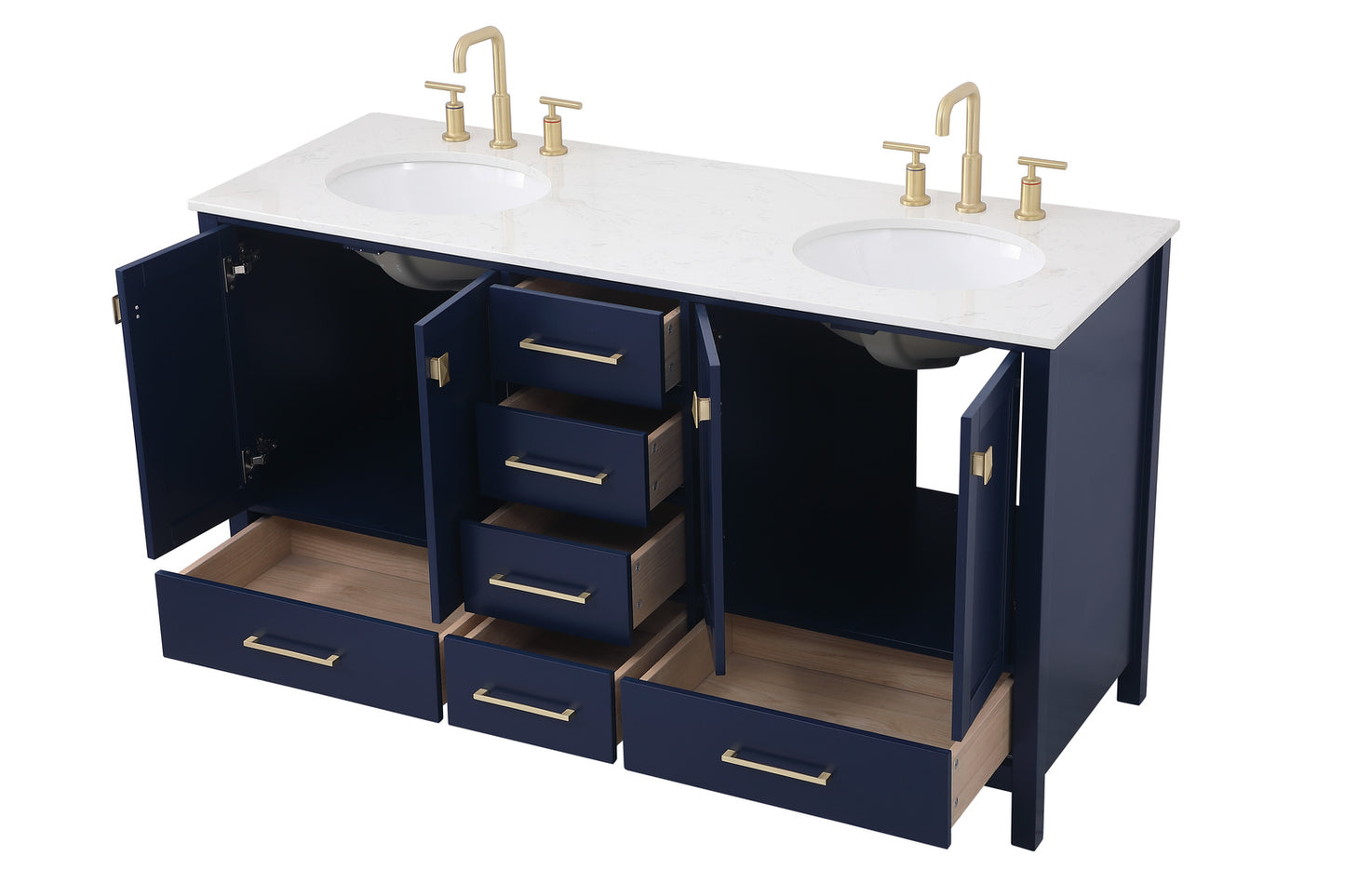 60 inch Double Bathroom Vanity in Blue VF18860DBL