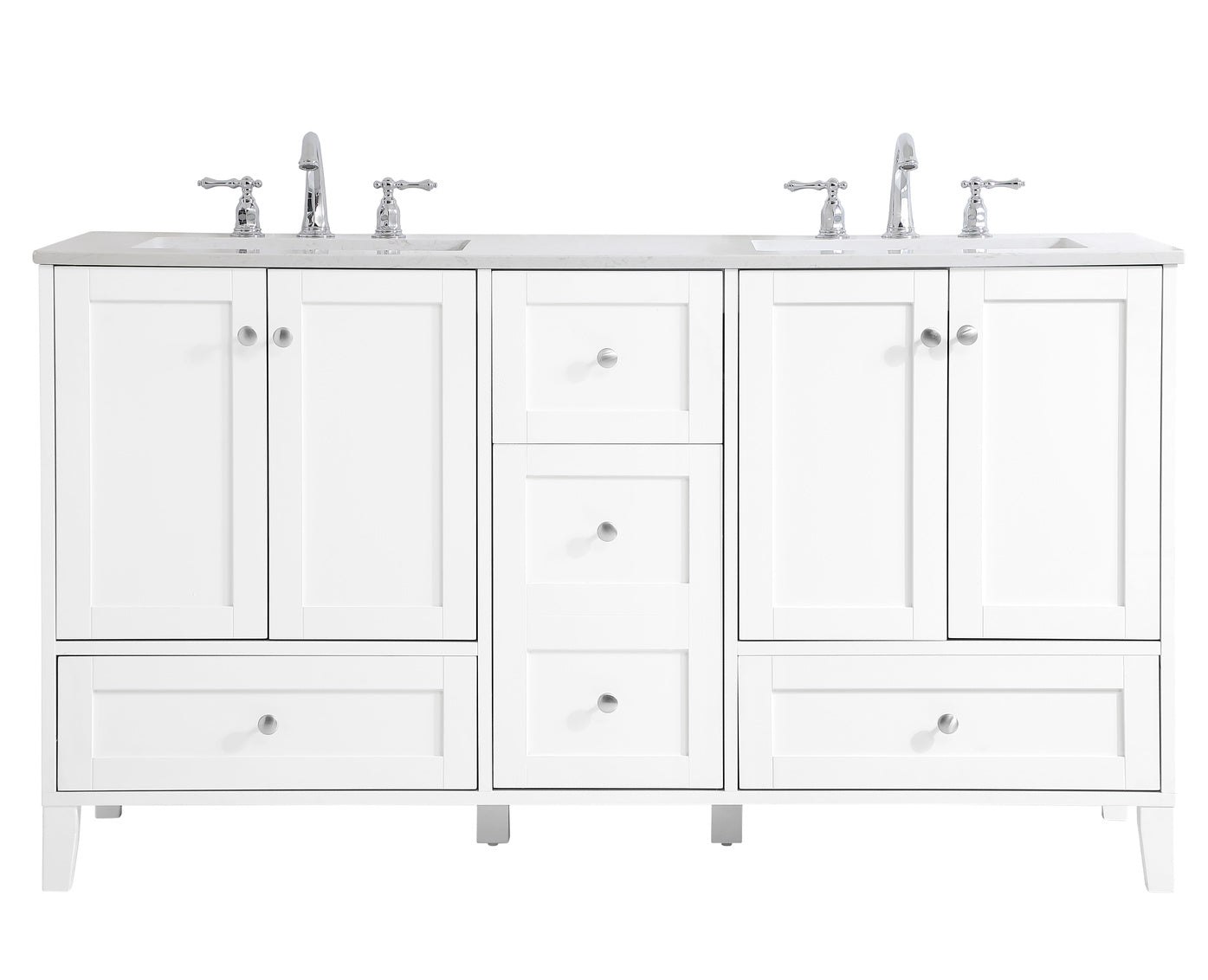 60 inch Double Bathroom Vanity in White VF18060DWH