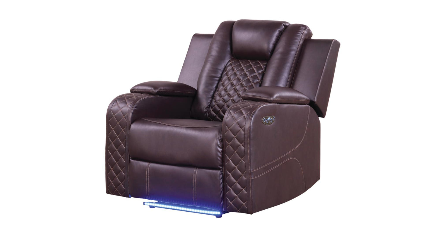 BENZ 3 PC POWER RECLINING SOFA SET - BROWN