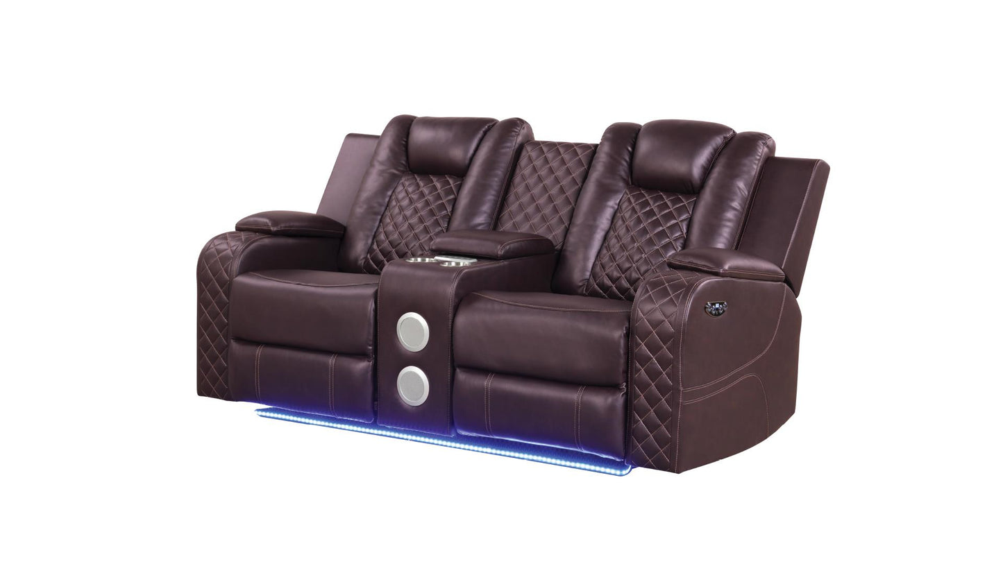BENZ 3 PC POWER RECLINING SOFA SET - BROWN