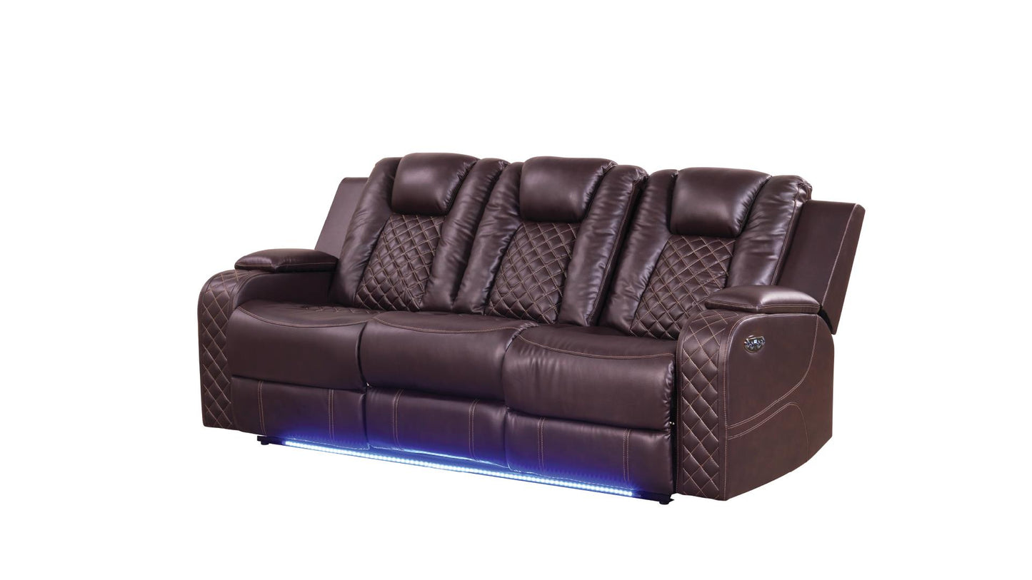 BENZ 3 PC POWER RECLINING SOFA SET - BROWN