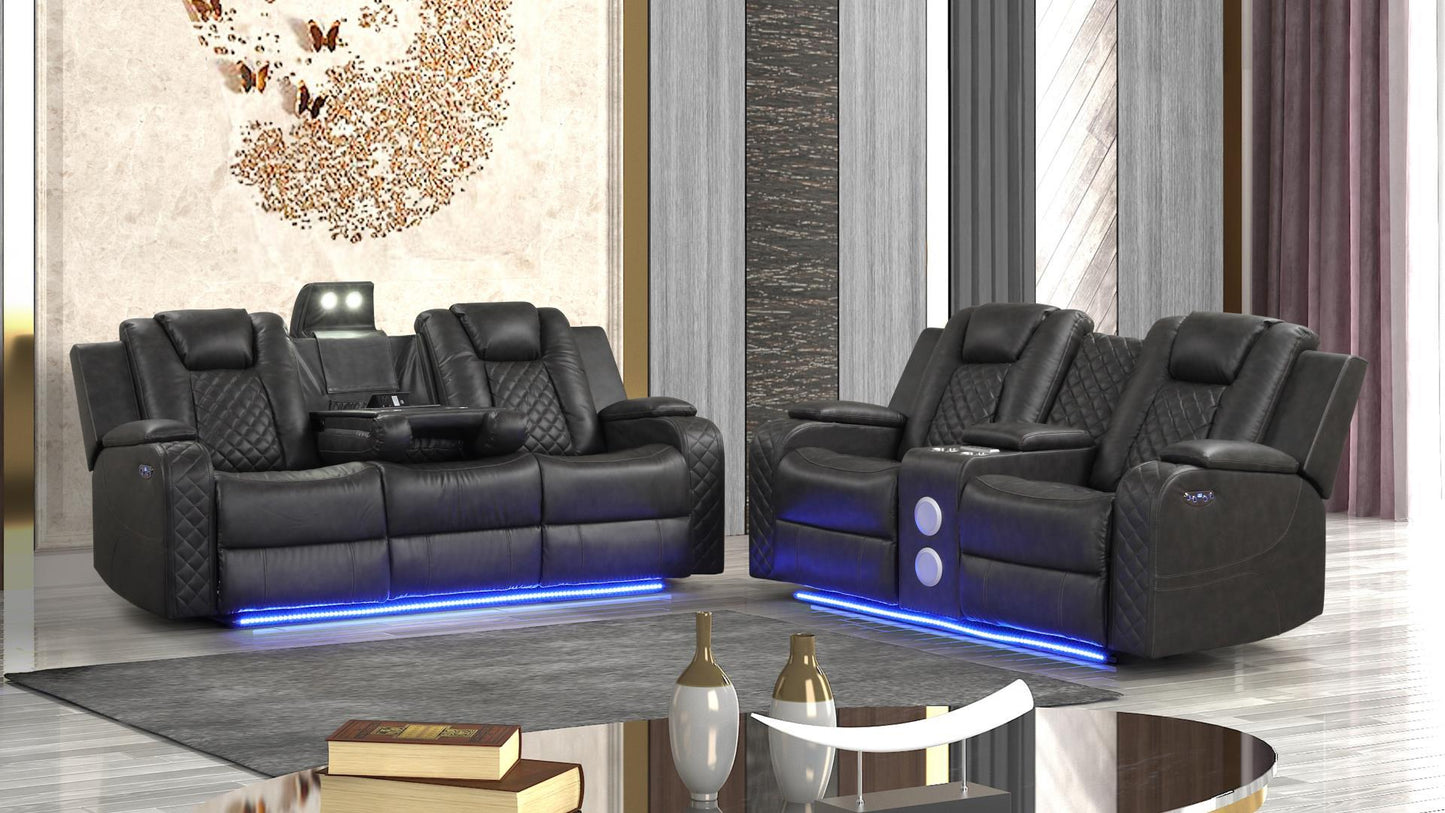 BENZ 3 PC POWER RECLINING SOFA SET - GRAY