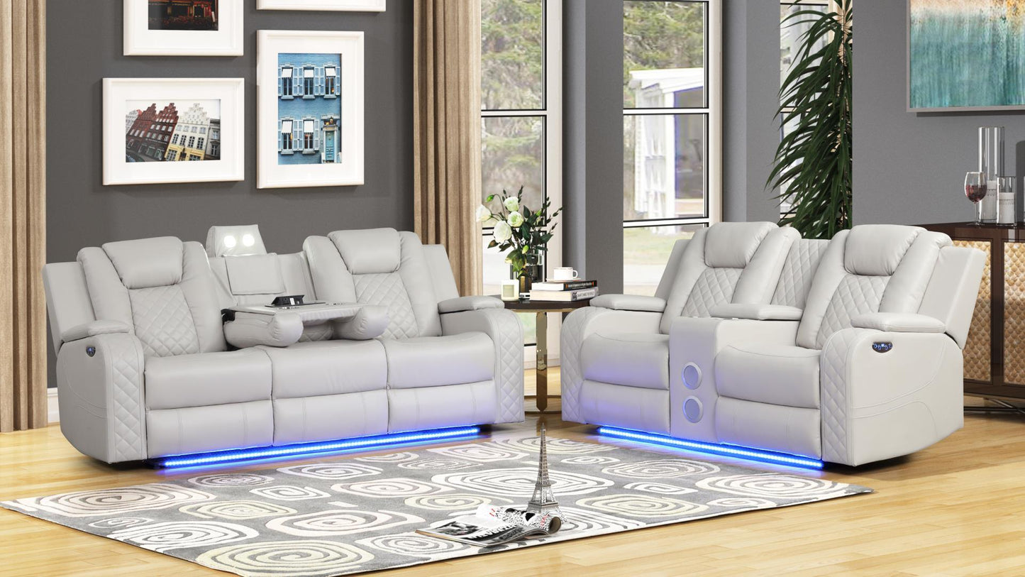 BENZ 3 PC POWER RECLINING SOFA SET - ICE